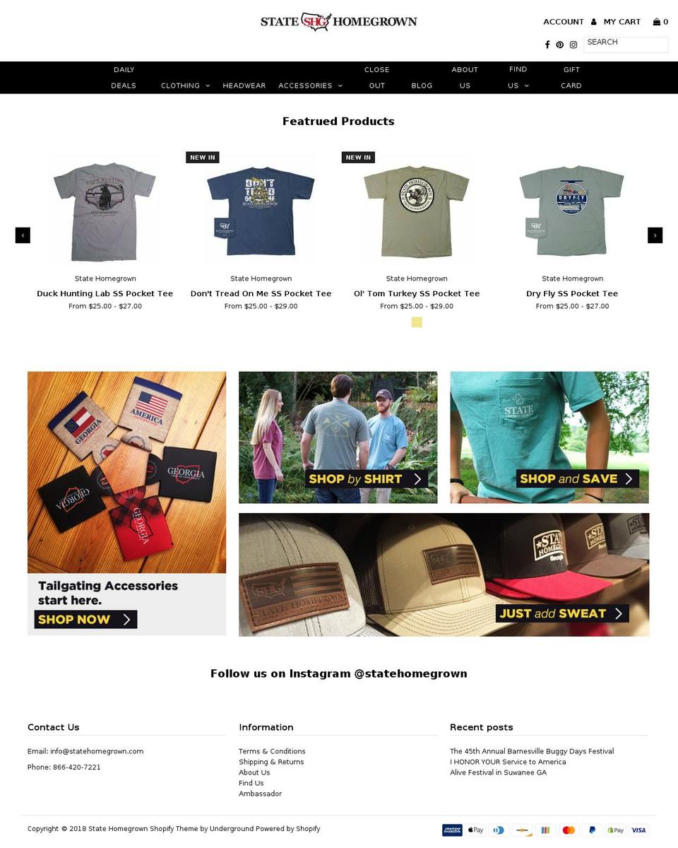 statehomegrownapparel.net shopify website screenshot