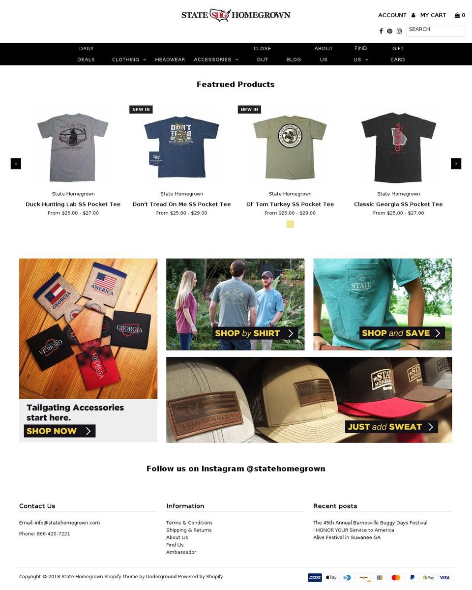 statehomegrownpride.com — Shopify storefront screenshot