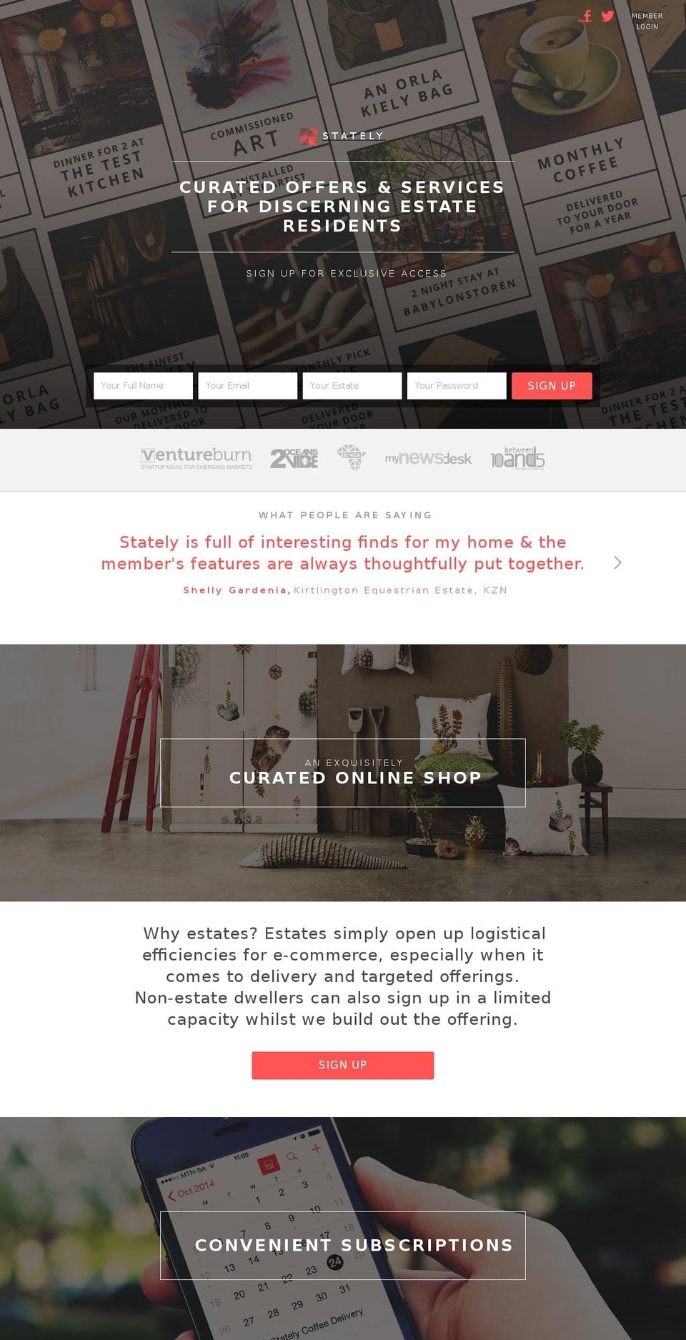 stately.co.za shopify website screenshot