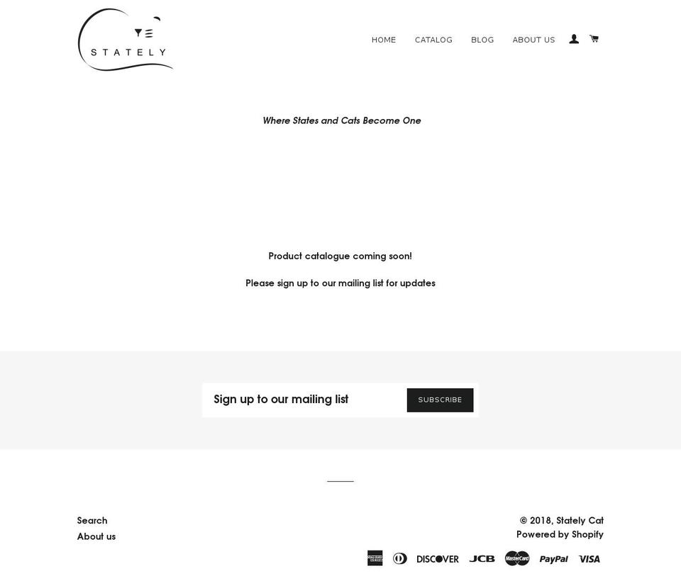 statelycat.com shopify website screenshot
