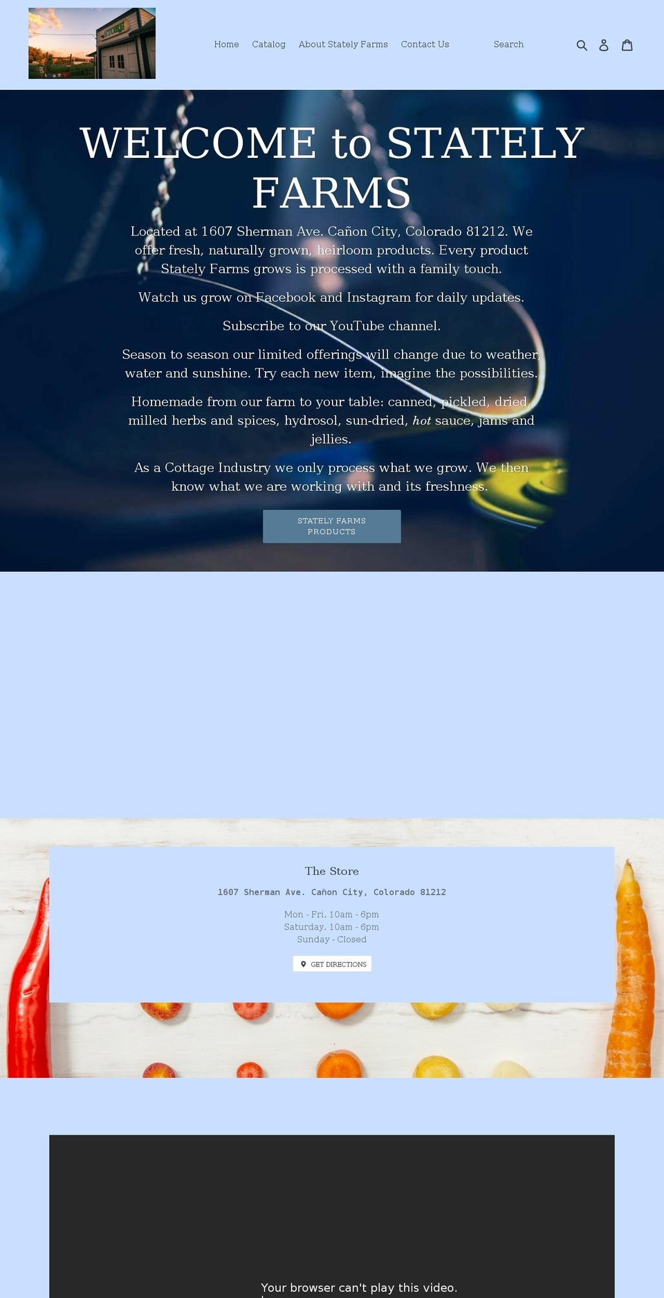 statelyfarms.com shopify website screenshot