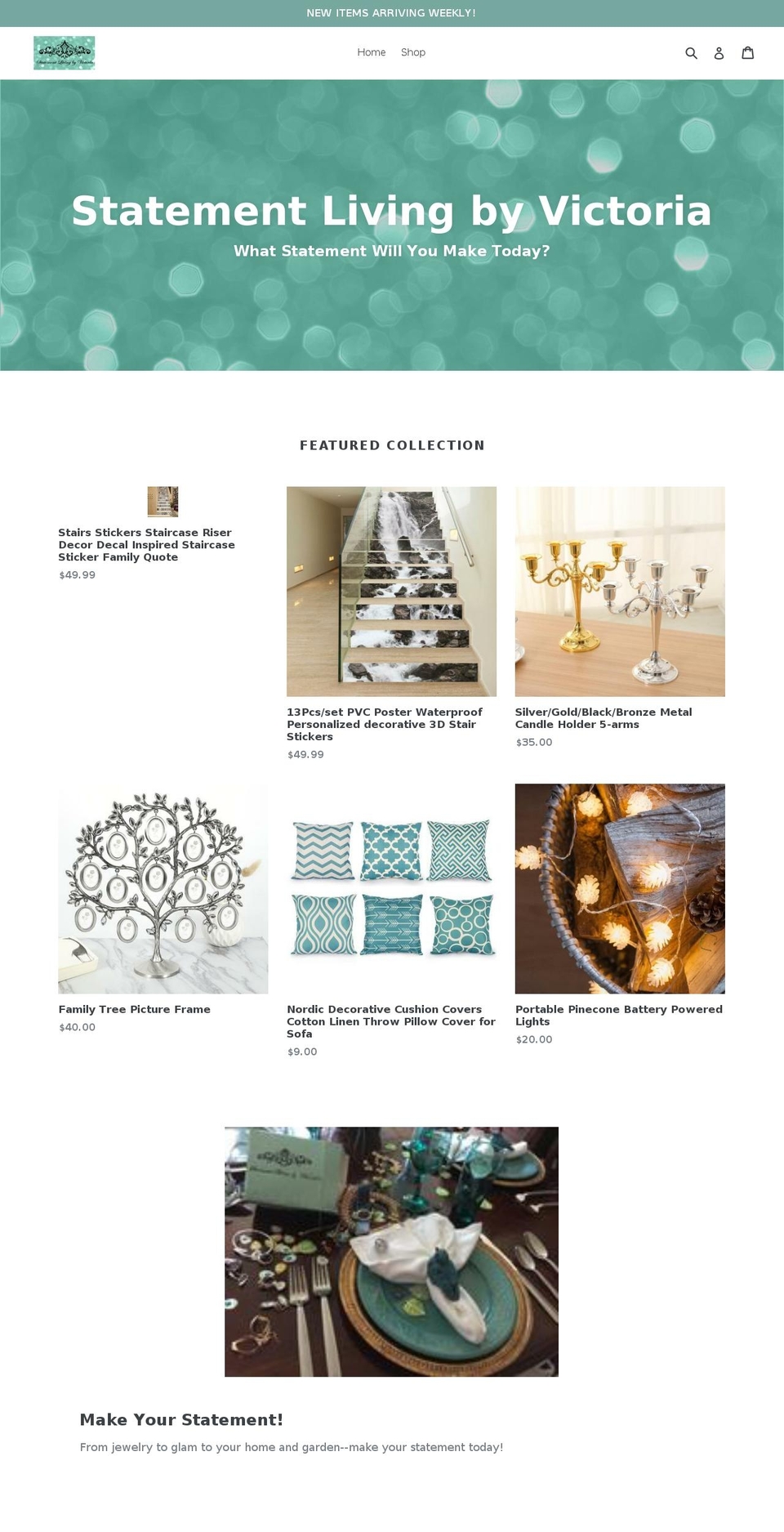 statementlivingbyvictoria.com — Shopify storefront screenshot