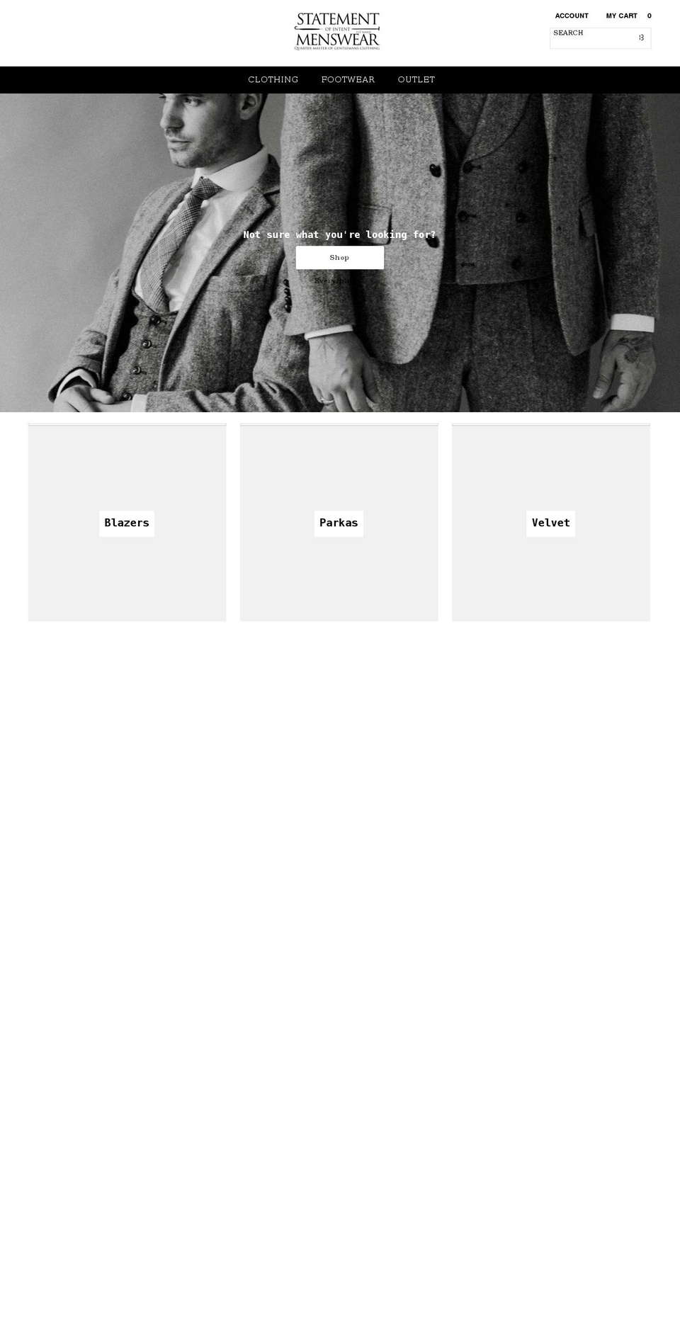 statementmenswear.com shopify website screenshot