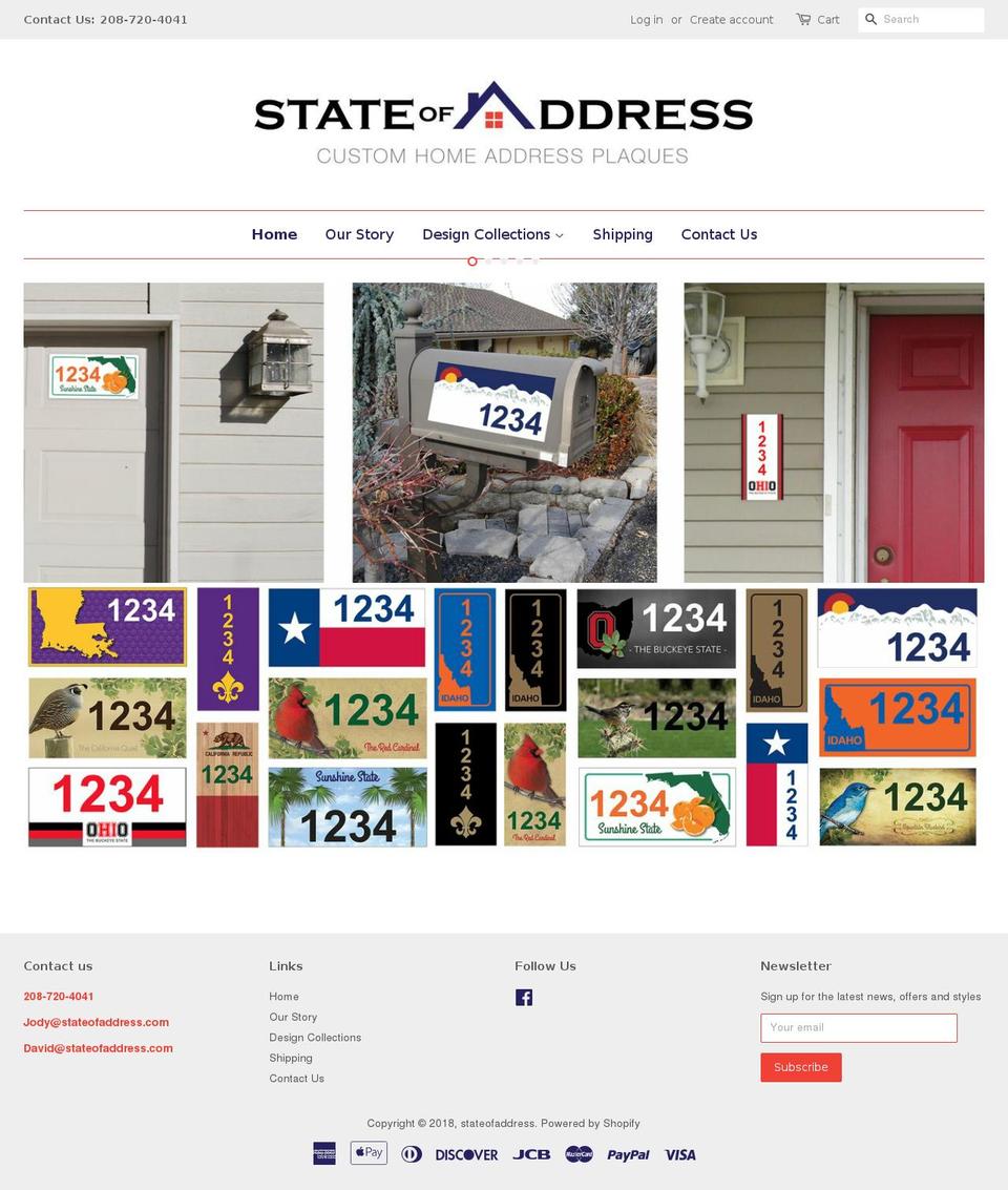 stateofaddress.com — Shopify storefront screenshot