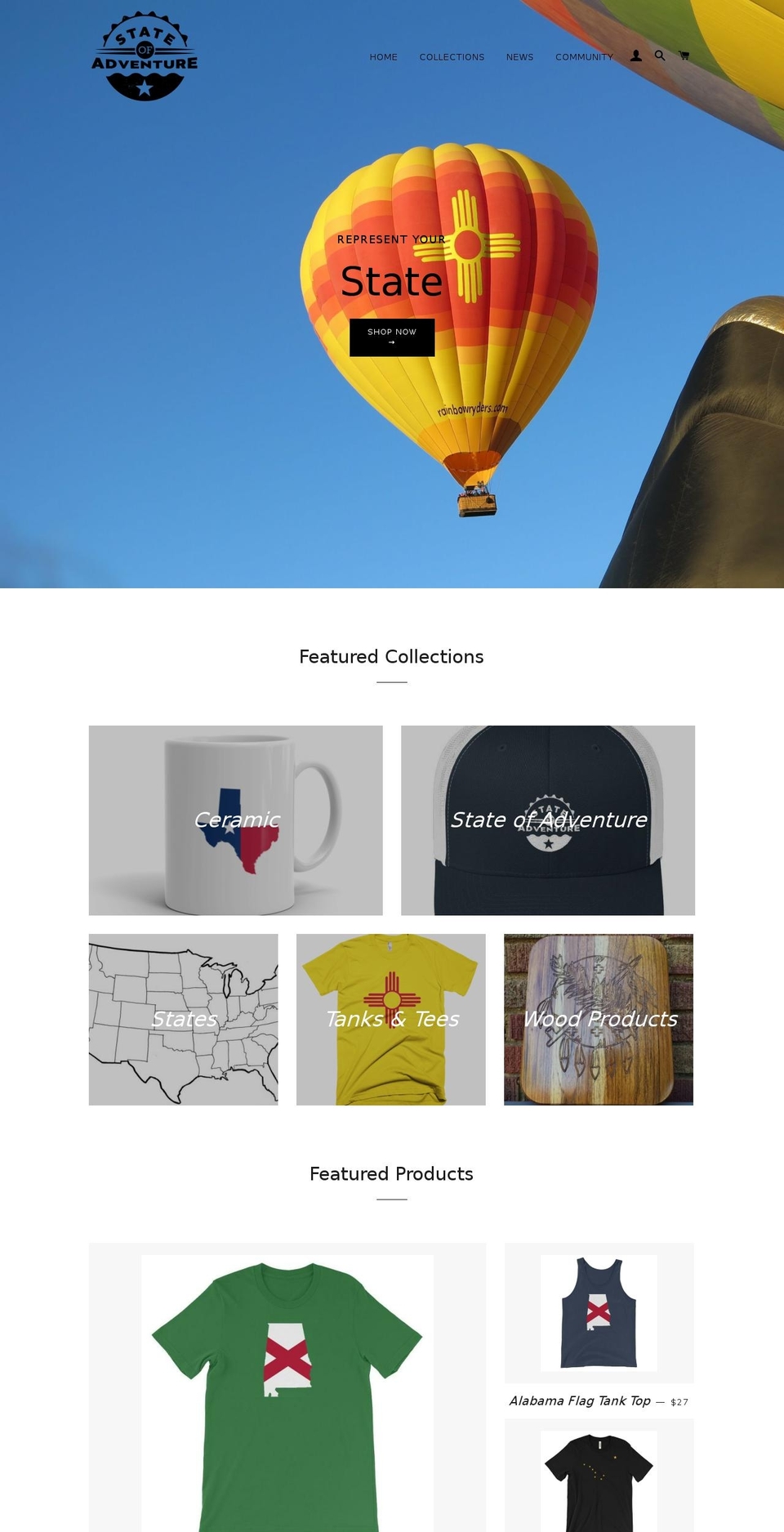 stateofadventure.co shopify website screenshot