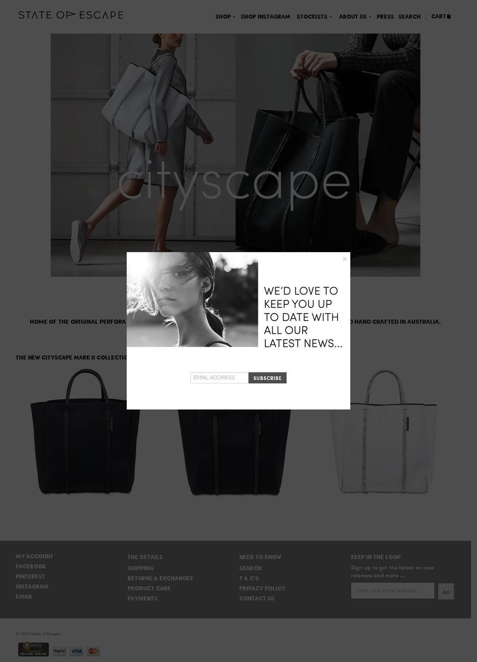 stateofescape.com shopify website screenshot