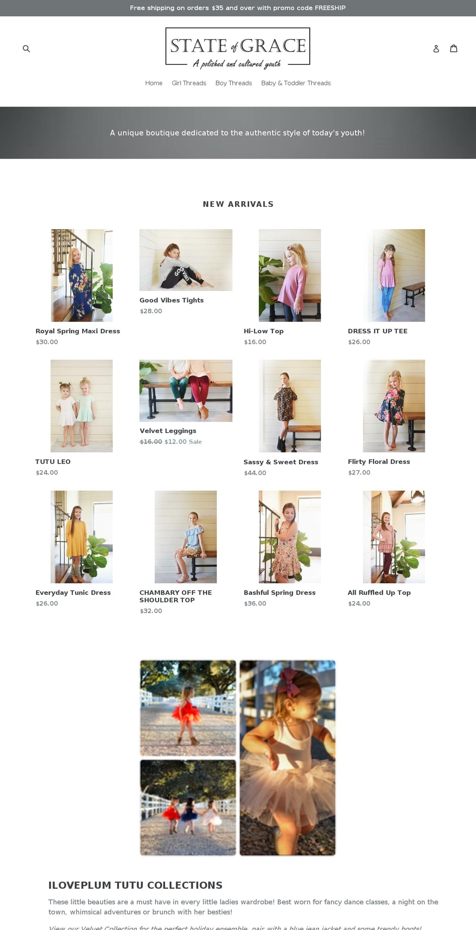 stateofgraceclothing.com — Shopify storefront screenshot