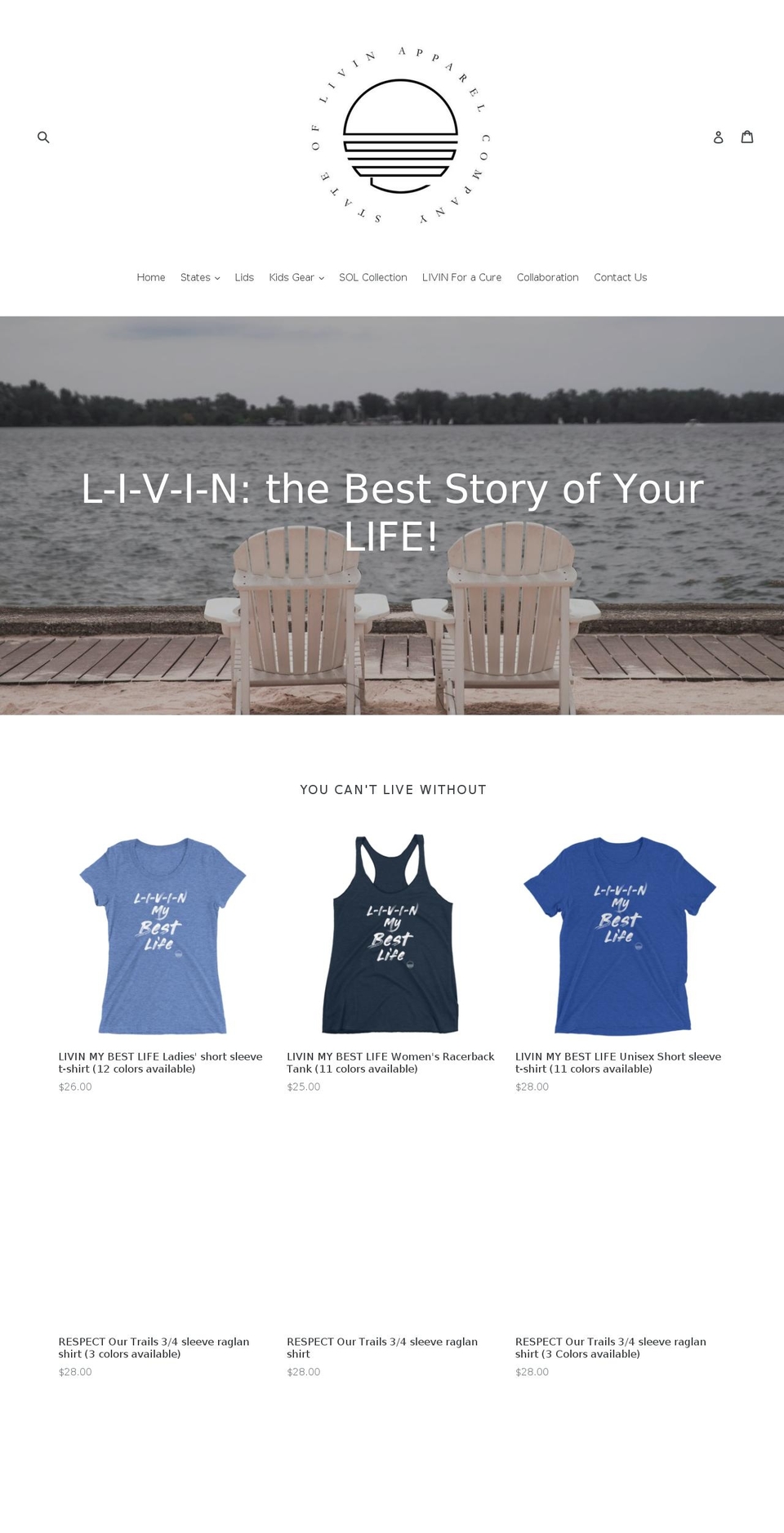 stateoflivin.com shopify website screenshot