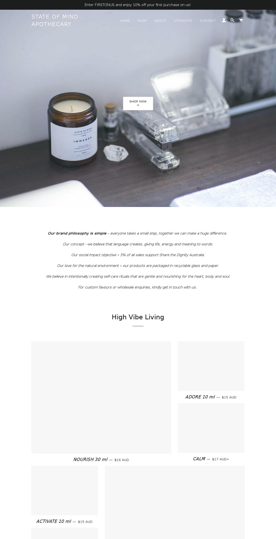 stateofmindapothecary.com — Shopify storefront screenshot