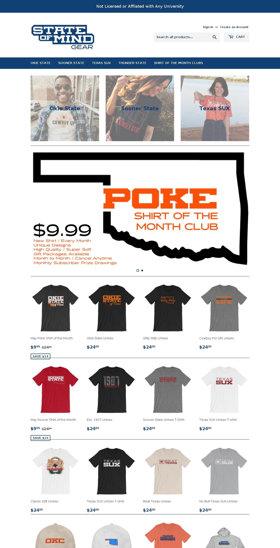 stateofmindgear.com — Shopify storefront screenshot