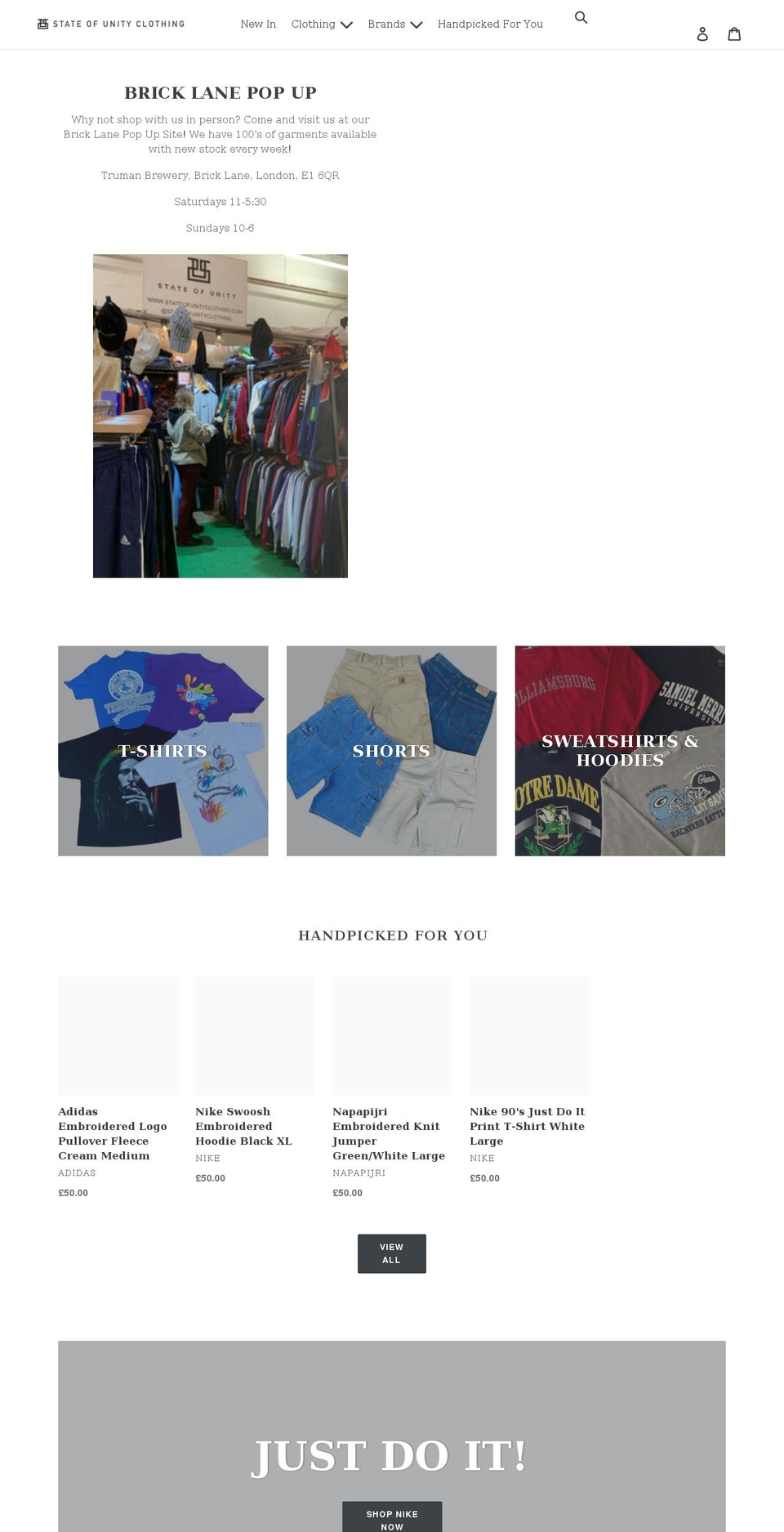 stateofunityclothing.com shopify website screenshot