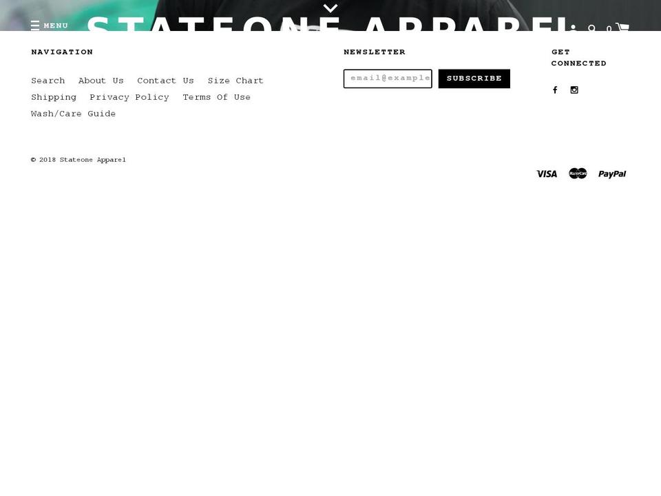 stateoneapparel.com — Shopify storefront screenshot