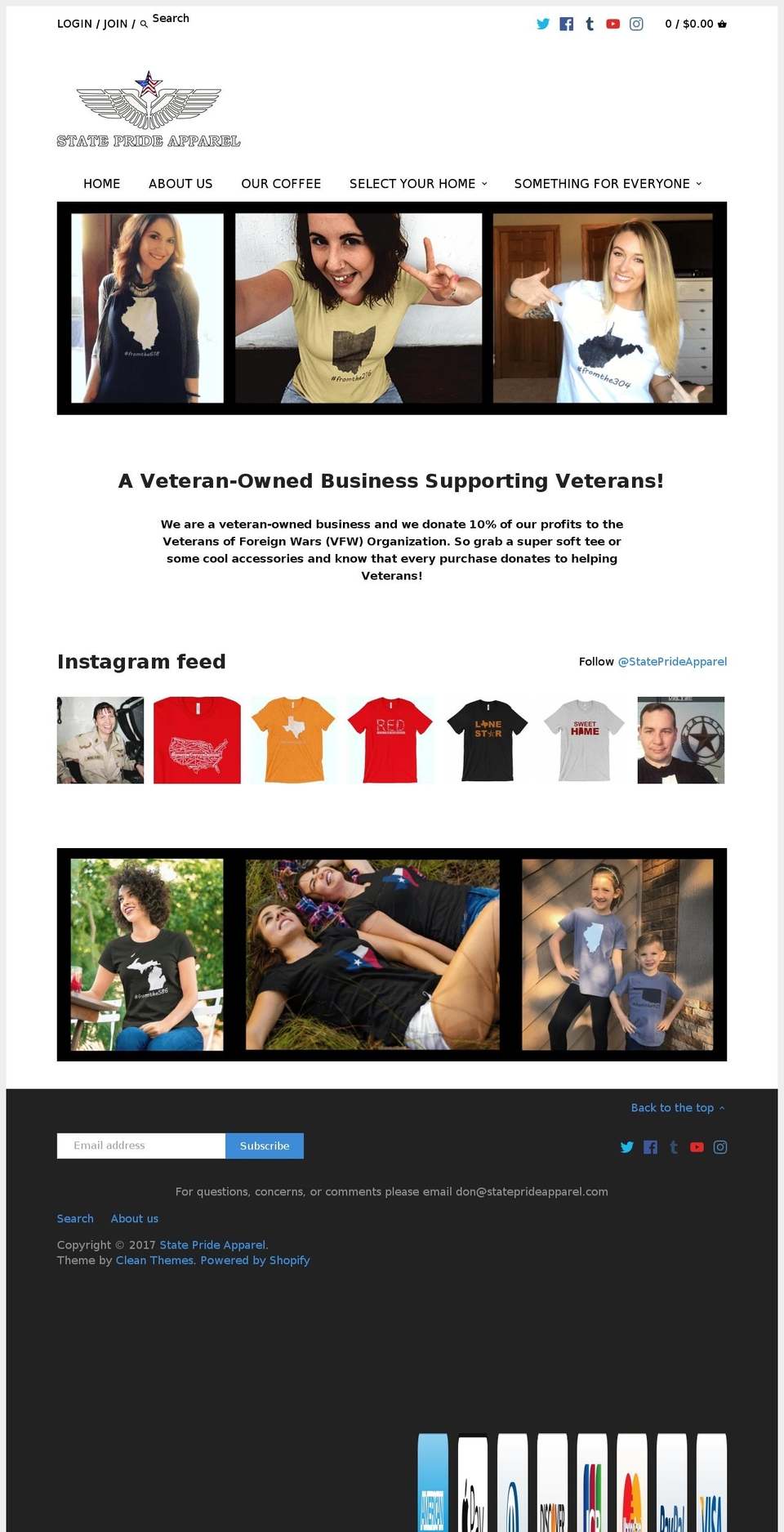stateprideapparel.com shopify website screenshot