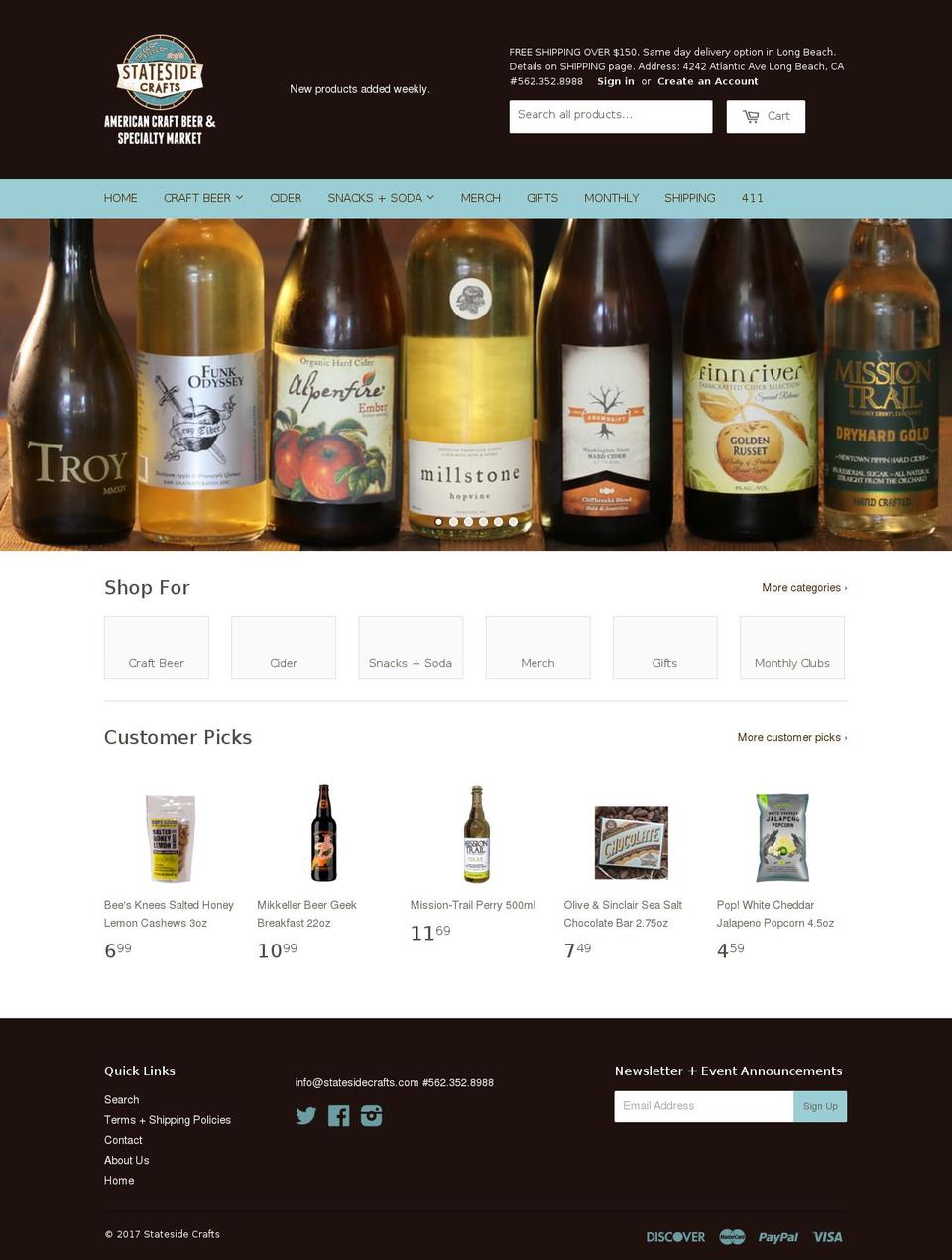 statesidecrafts.com shopify website screenshot