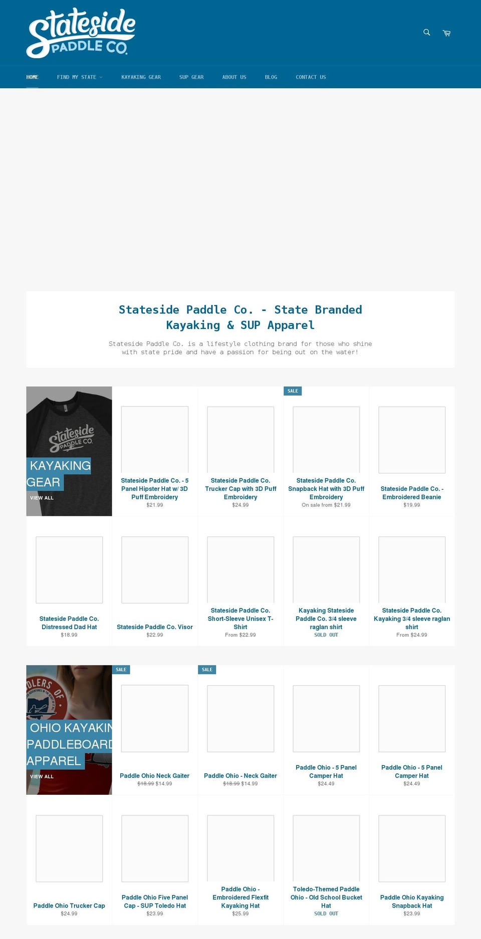 statesidepaddleco.com shopify website screenshot