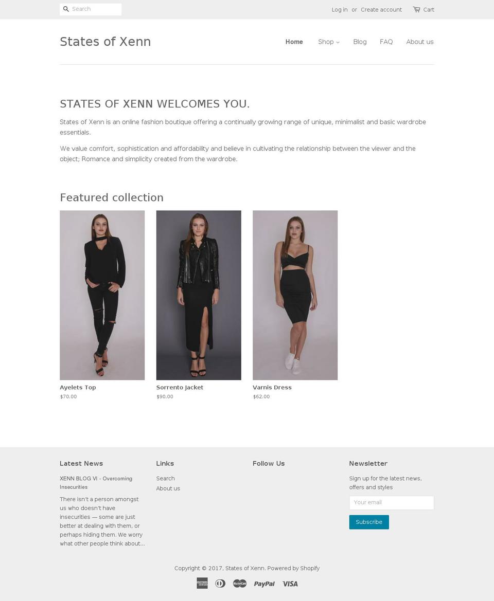 statesofxenn.com shopify website screenshot