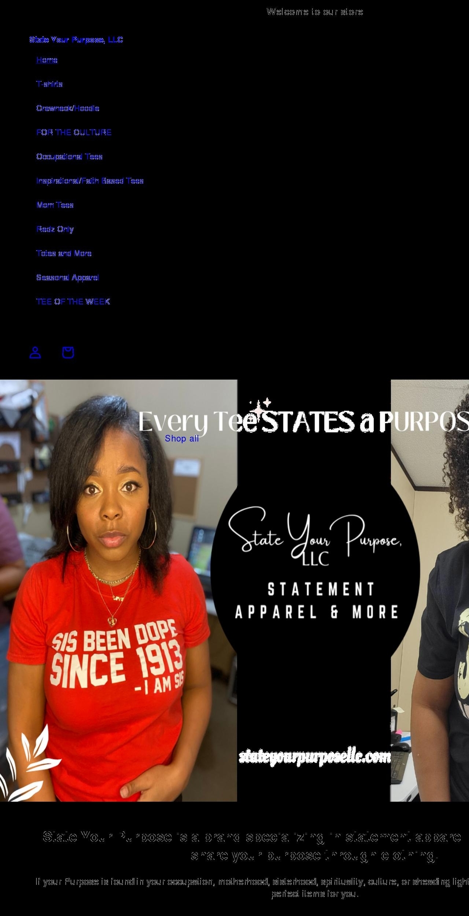 stateyourpurposellc.com shopify website screenshot