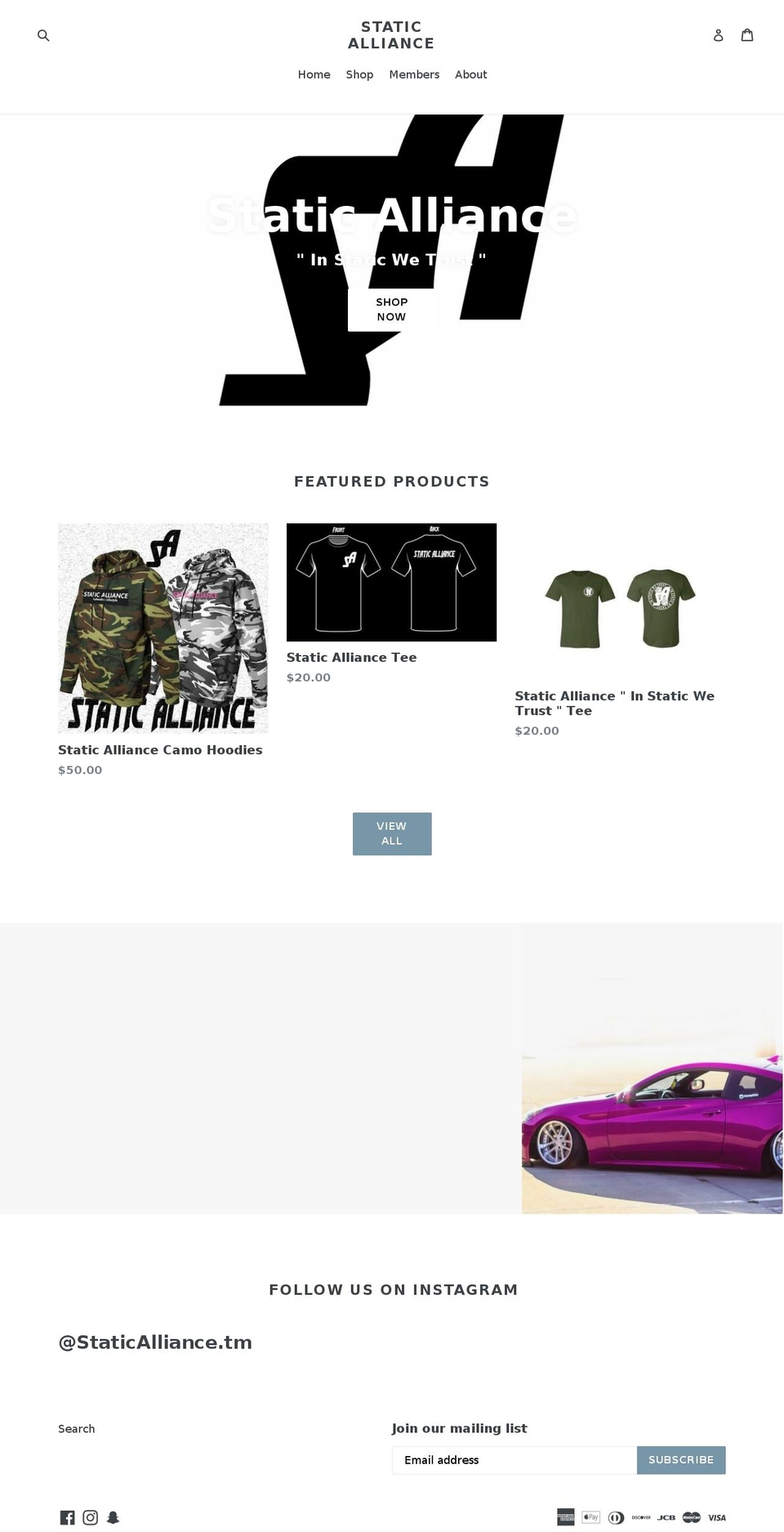staticalliance.com — Shopify storefront screenshot