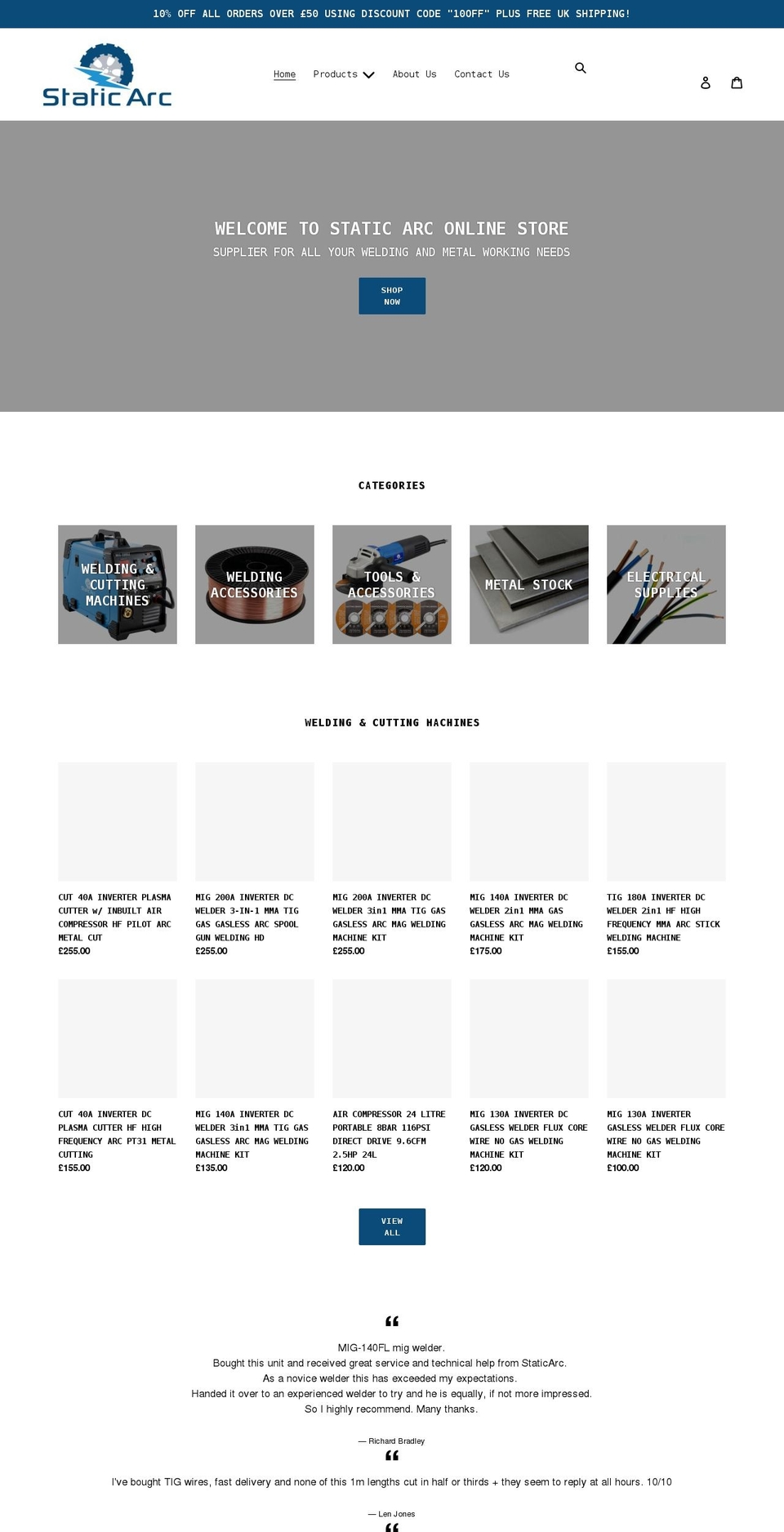 staticarc.co.uk shopify website screenshot