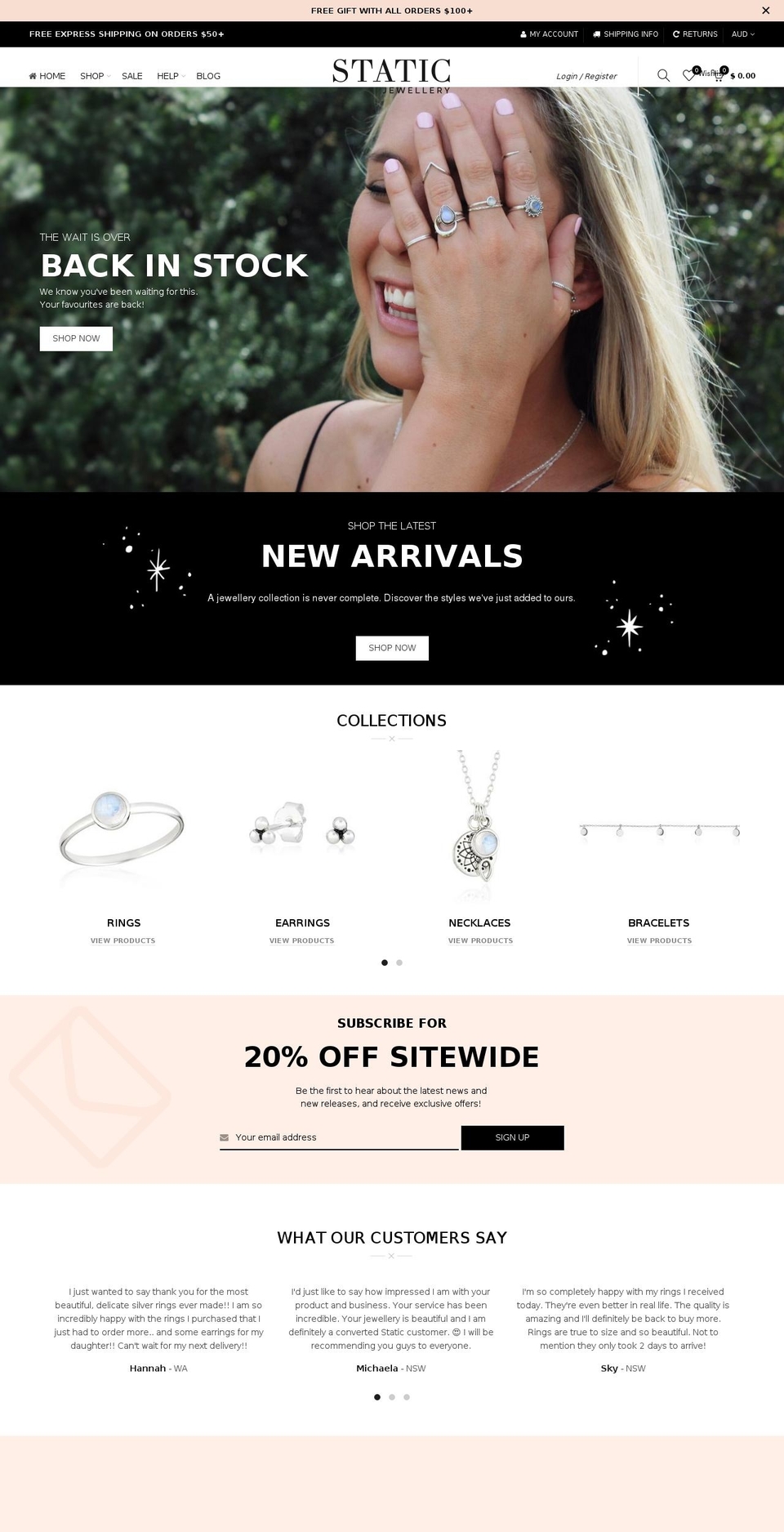 staticjewellery.com — Shopify storefront screenshot