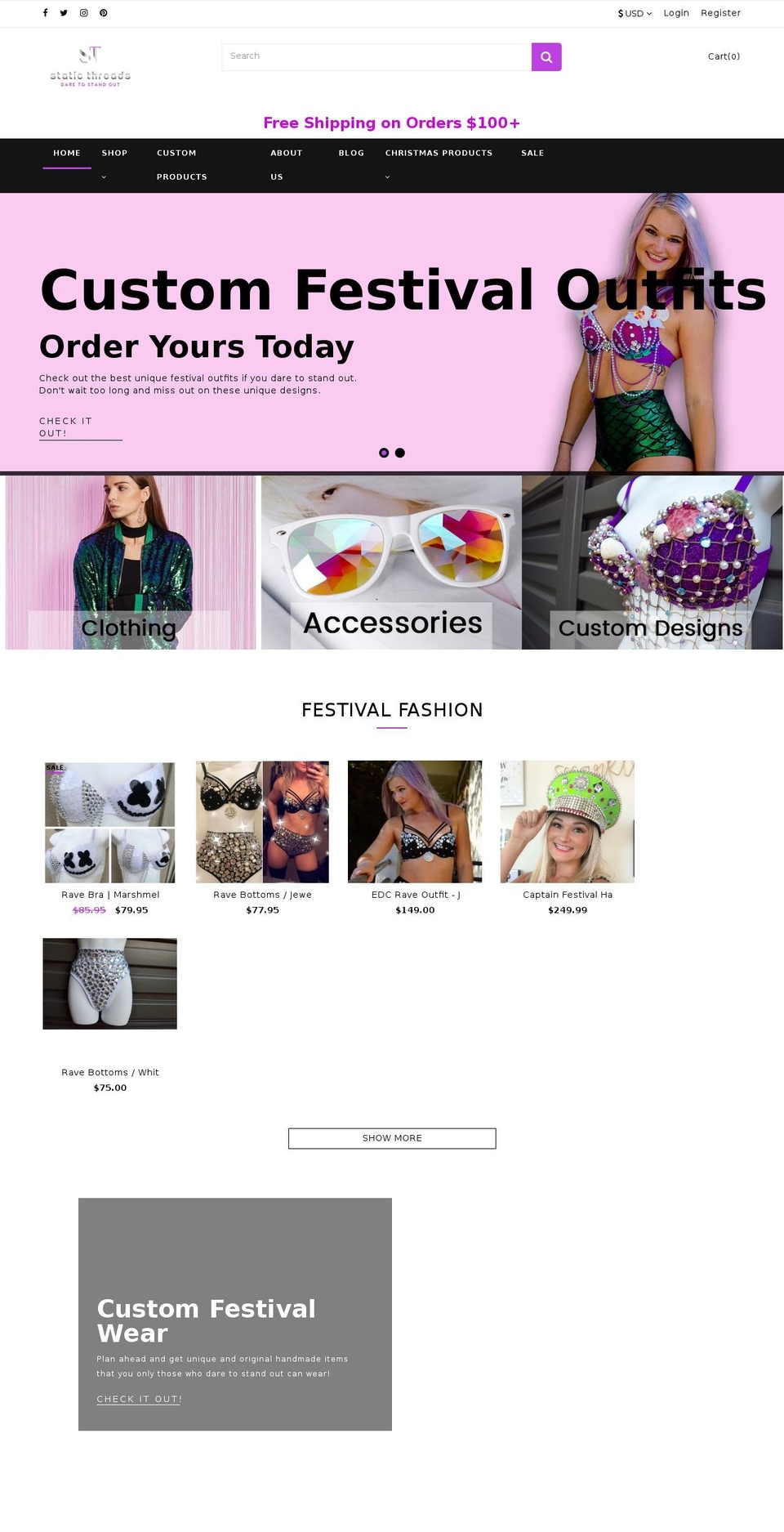 staticthreads.com shopify website screenshot