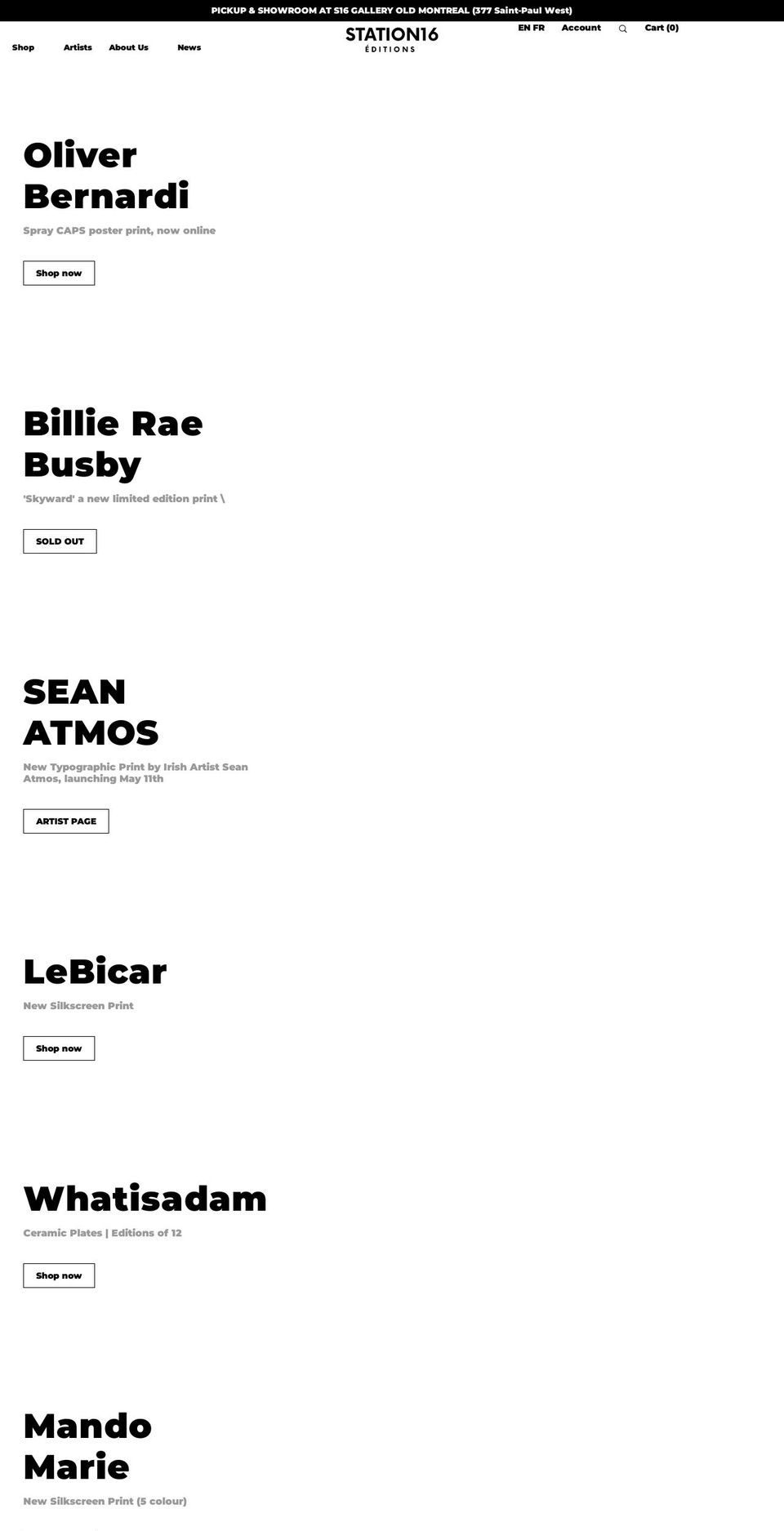 station16editions.com shopify website screenshot