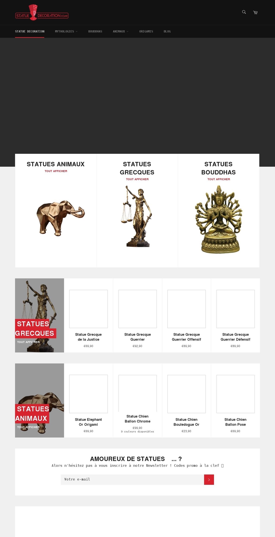 Billionaire-theme-seo Shopify theme site example statue-decoration.com