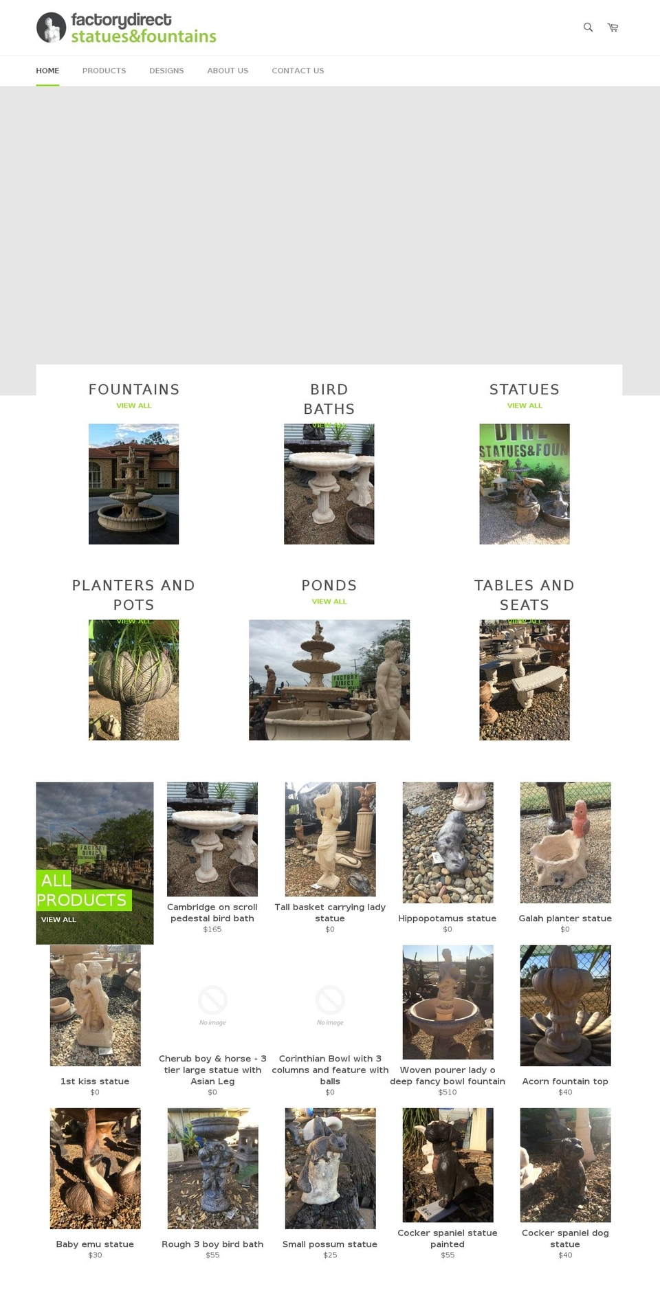 statuesandfountains.com.au shopify website screenshot
