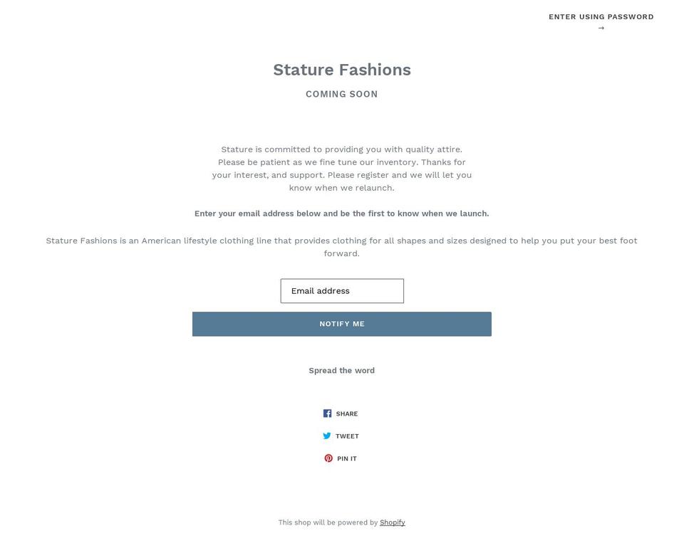 statureco.com — Shopify storefront screenshot