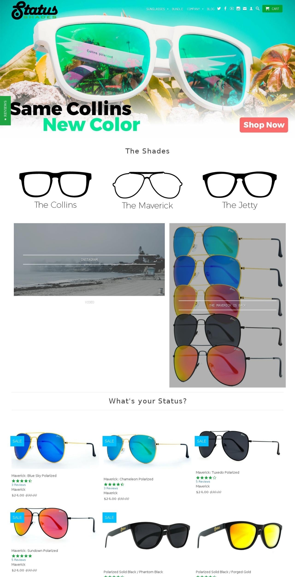 statussunglasses.com — Shopify storefront screenshot