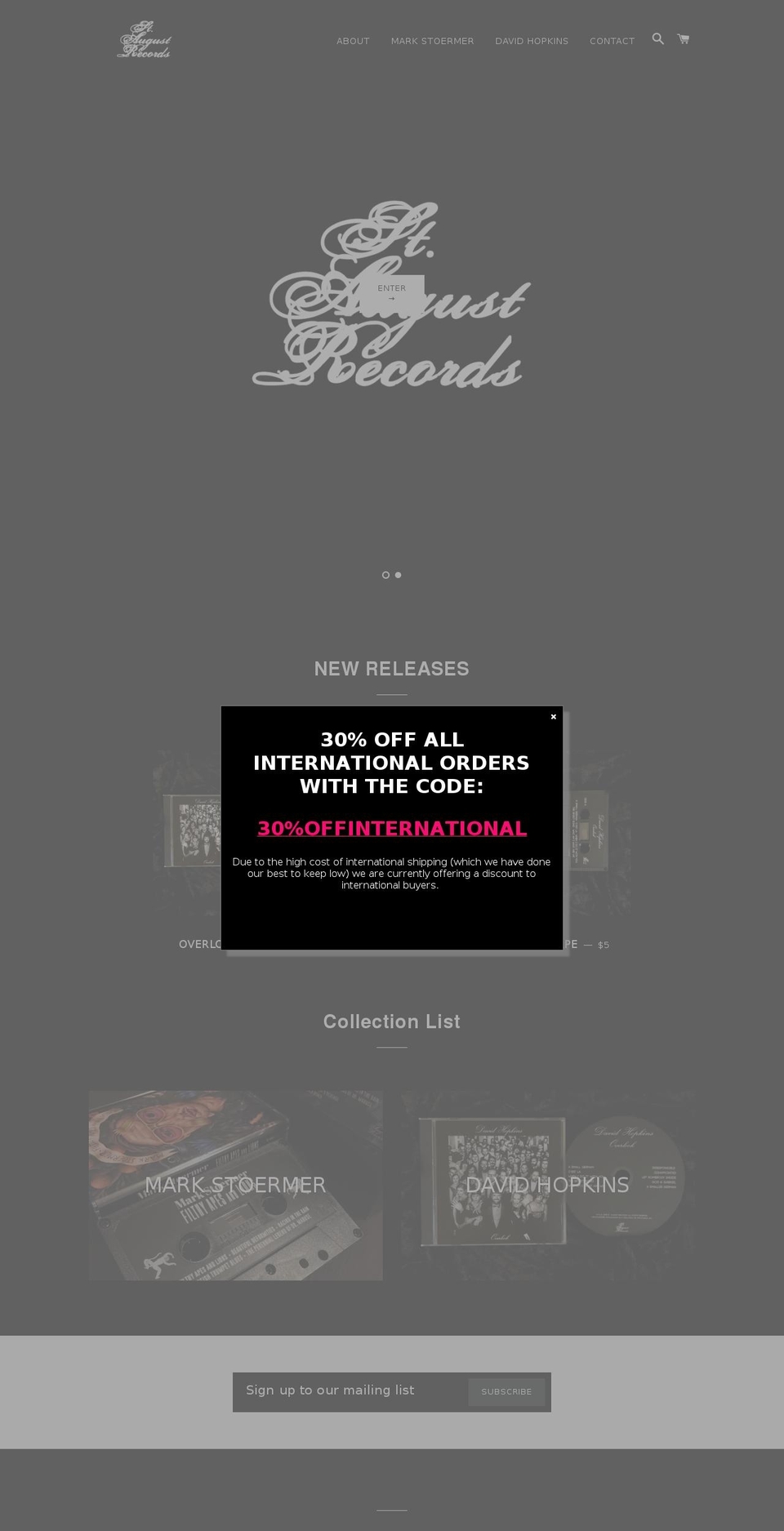 staugustrecords.com — Shopify storefront screenshot