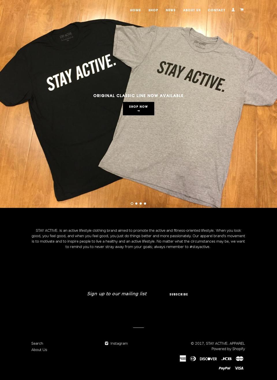 stayactiveapparel.com shopify website screenshot