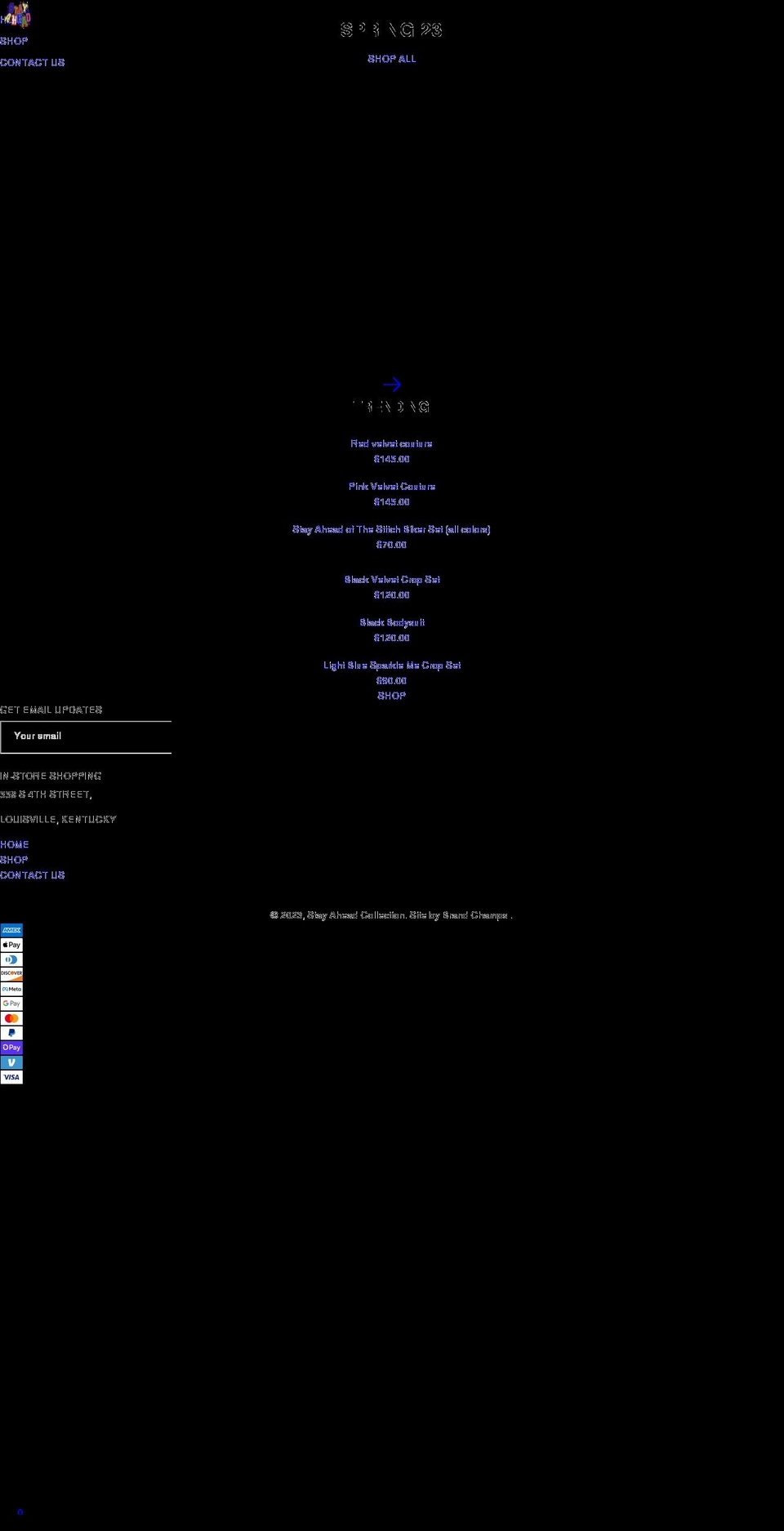 stayaheadcollections.com shopify website screenshot