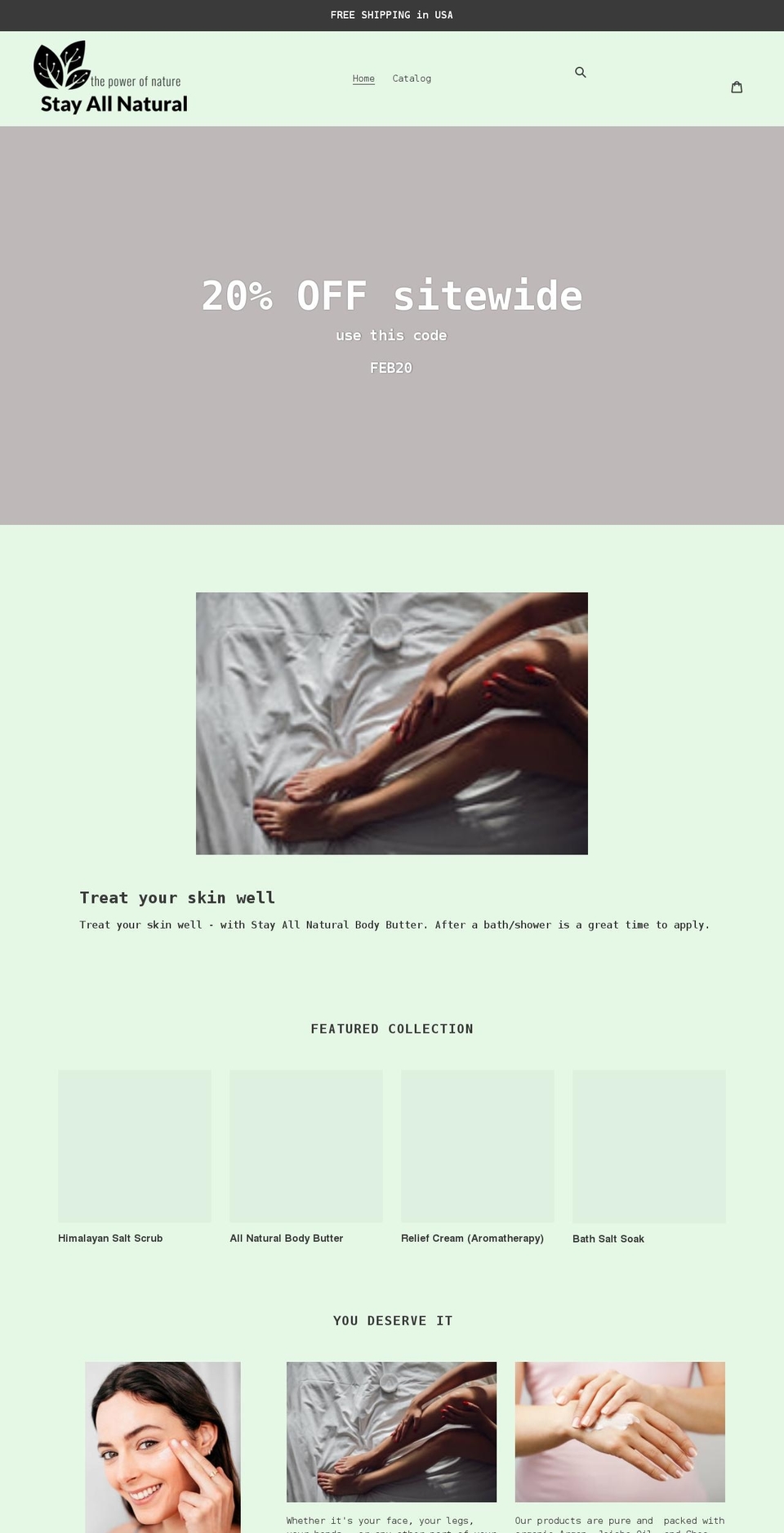 stayallnatural.com shopify website screenshot