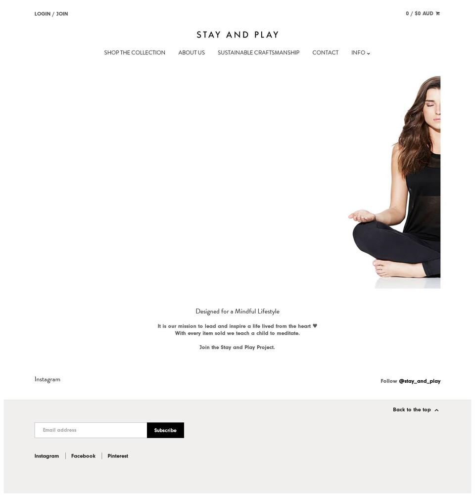 stayandplayproject.com shopify website screenshot