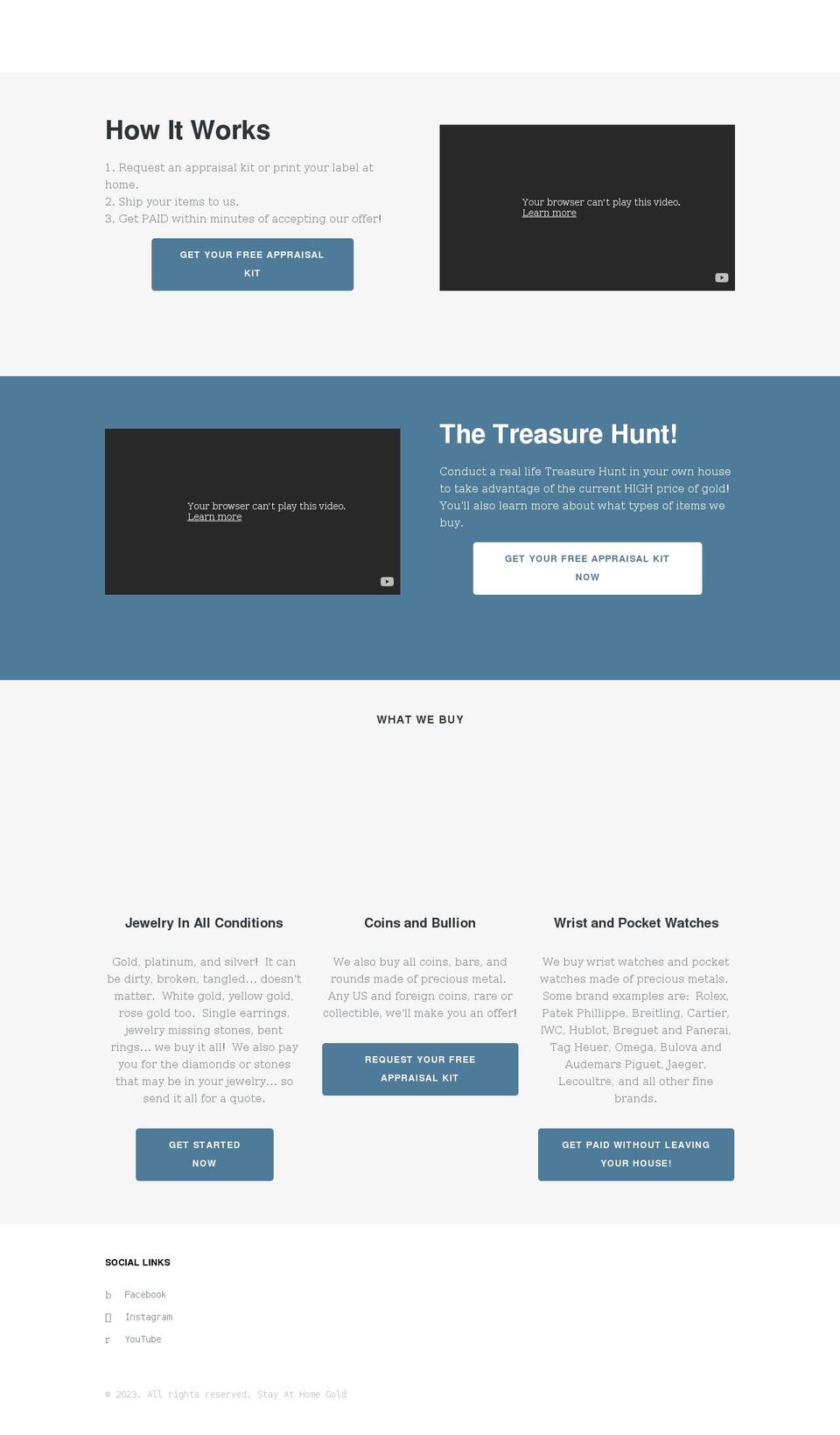 stayathomegold.com shopify website screenshot