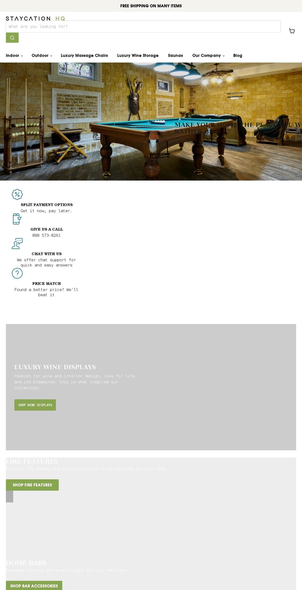 staycationhq.com shopify website screenshot