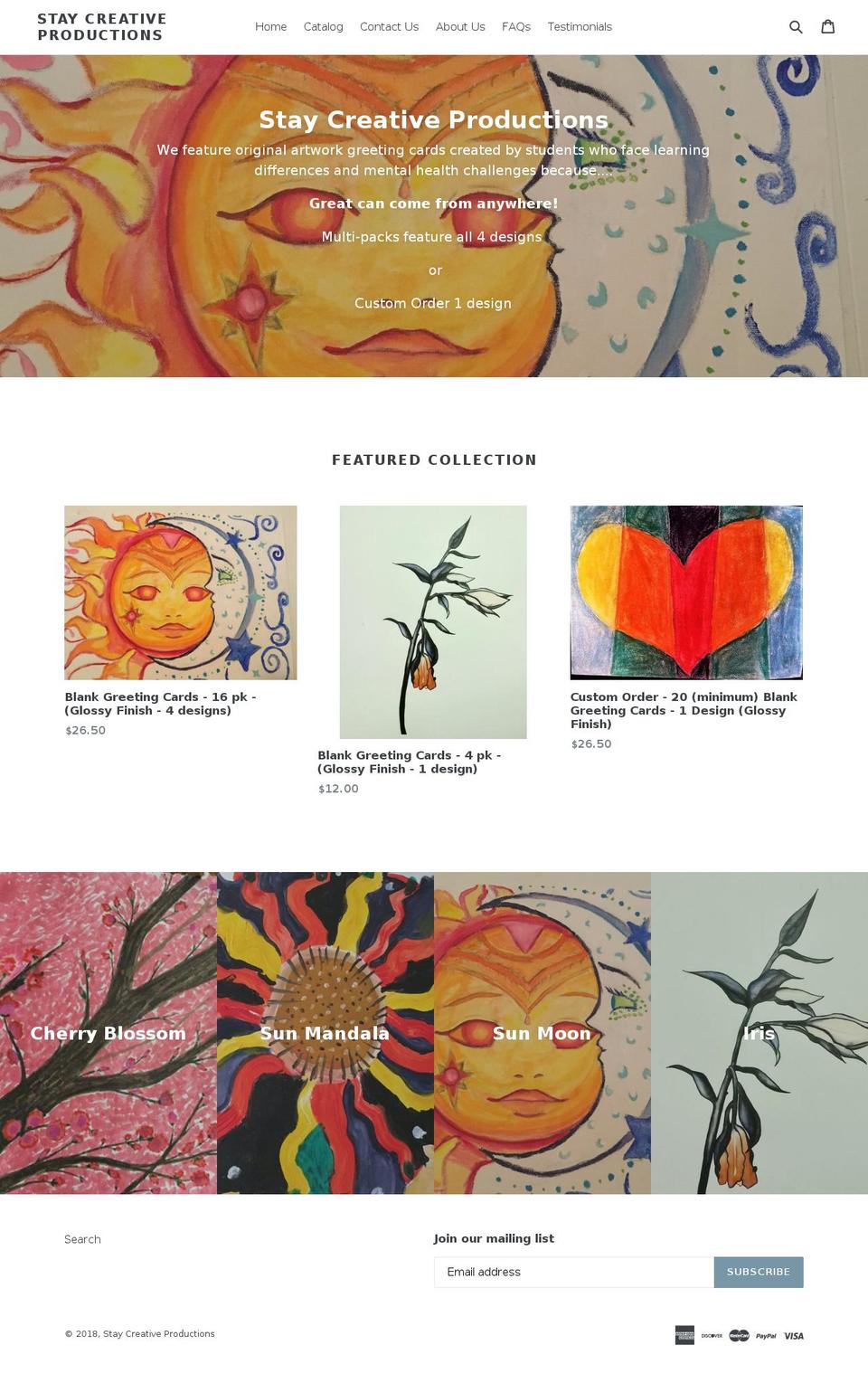 staycreativeproductions.com shopify website screenshot