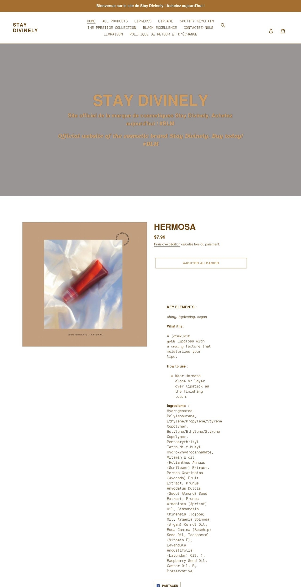 staydivinelyboutique.com shopify website screenshot