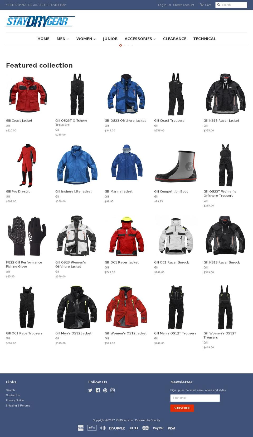 staydrygear.com shopify website screenshot