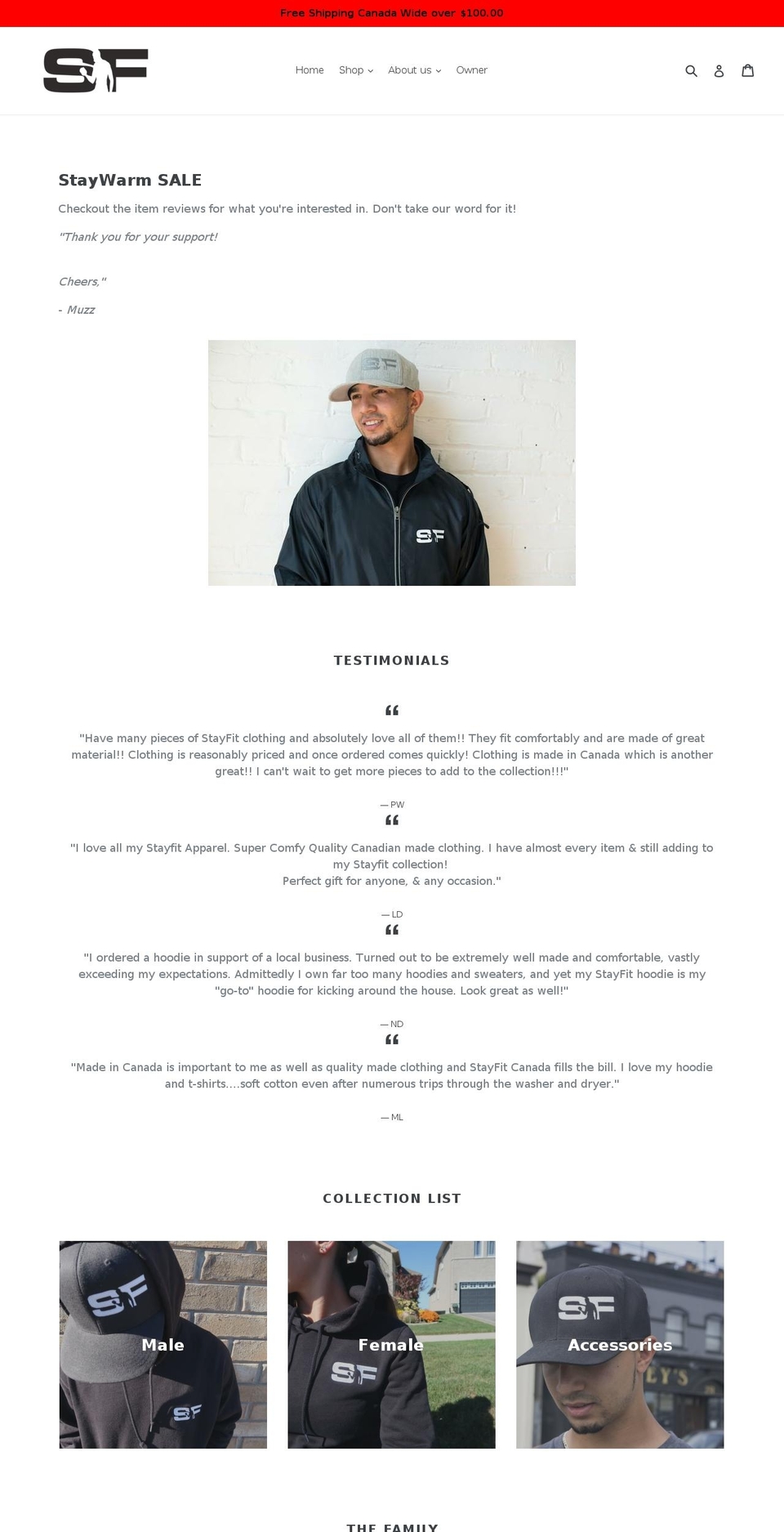 stayfitcanada.ca shopify website screenshot