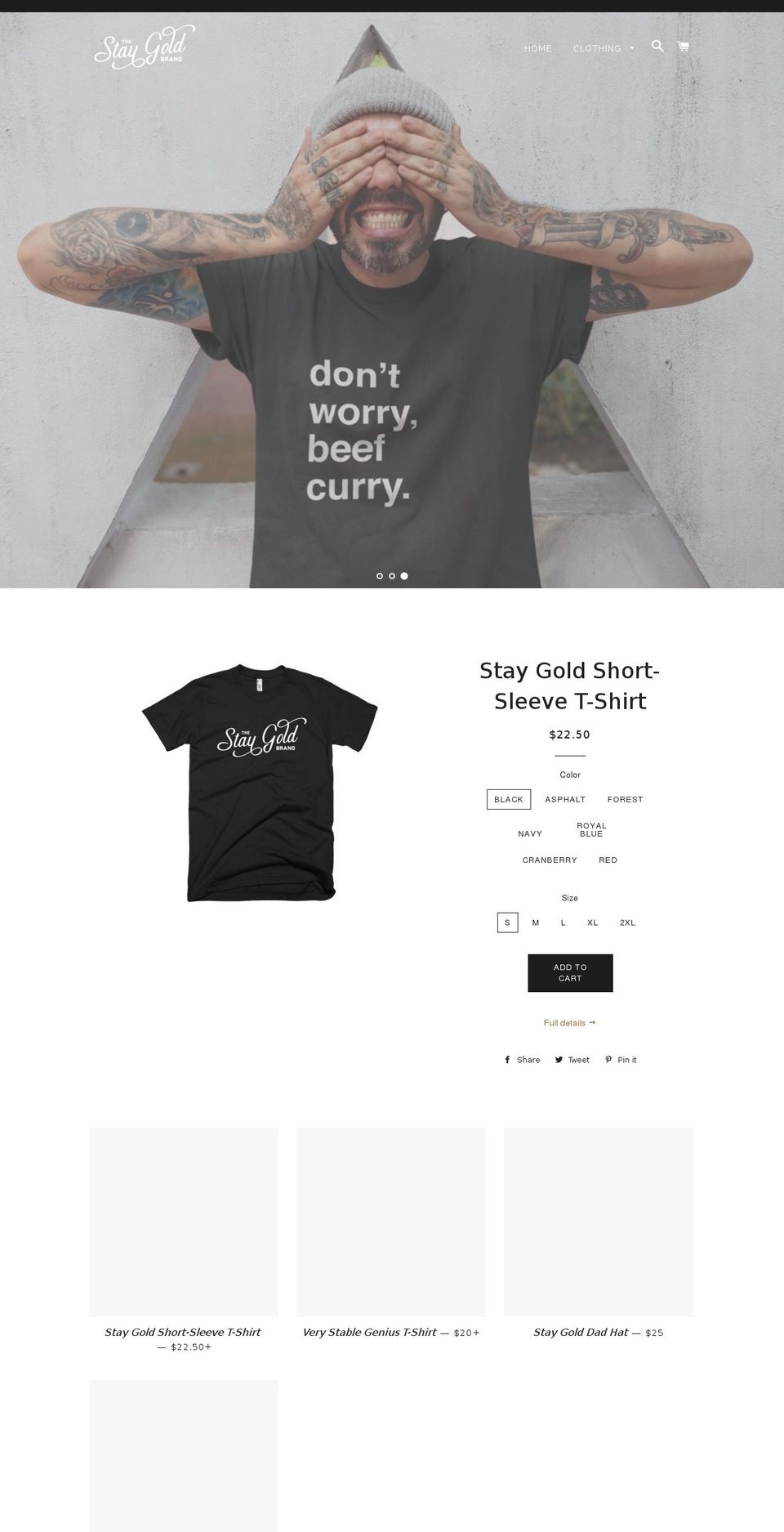 staygoldbrand.com — Shopify storefront screenshot