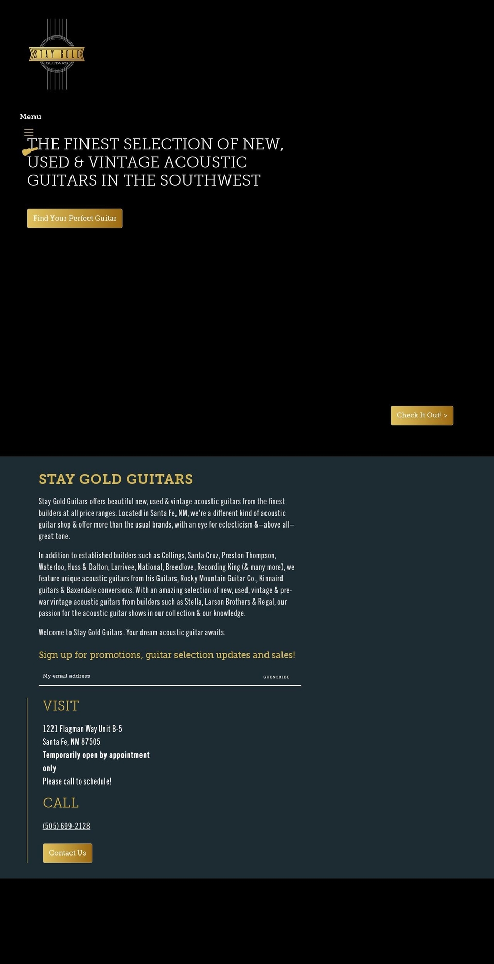 staygoldguitars.com shopify website screenshot