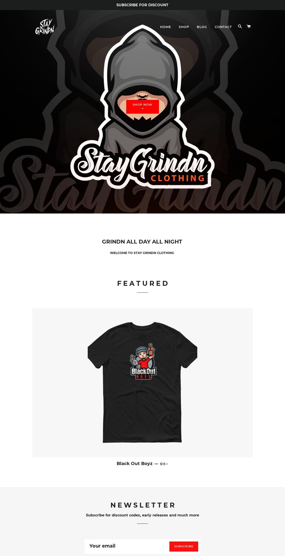 Beyond Shopify theme site example staygrindn.com