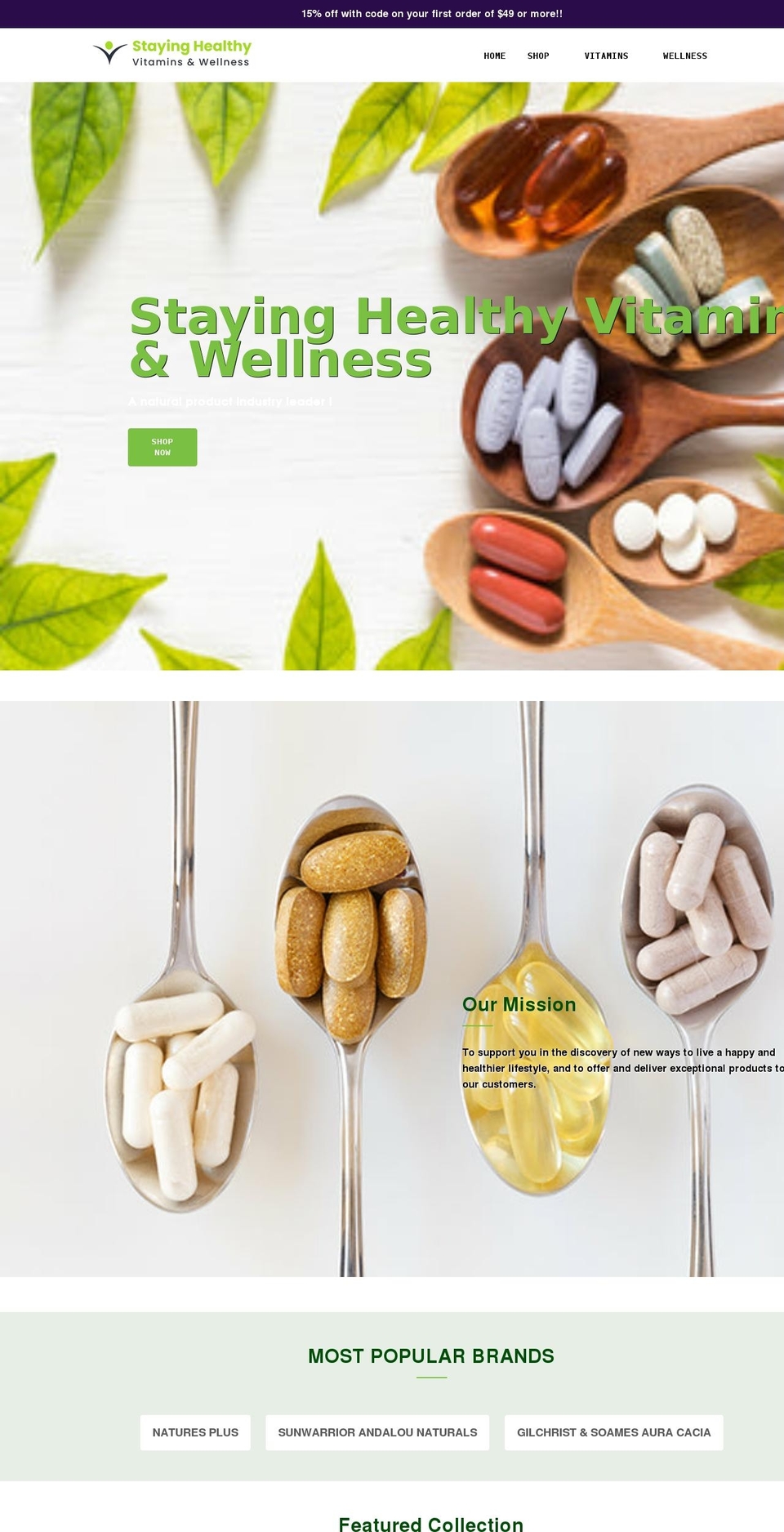 stayinghealthyvitaminsandwellness.com shopify website screenshot