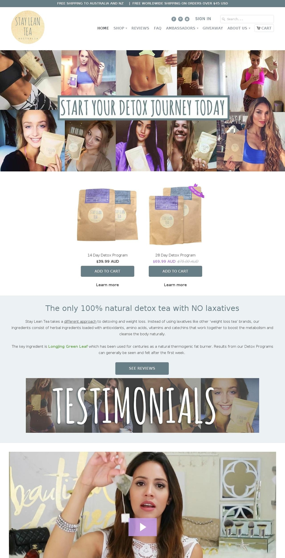 stayleantea.com shopify website screenshot