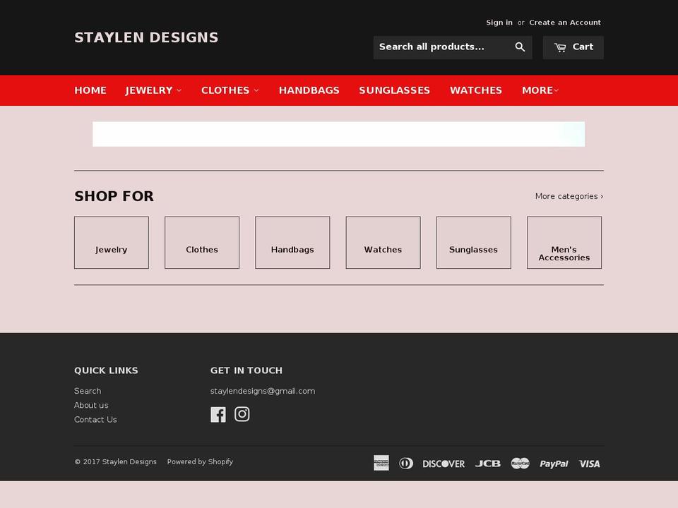 staylendesigns.com shopify website screenshot