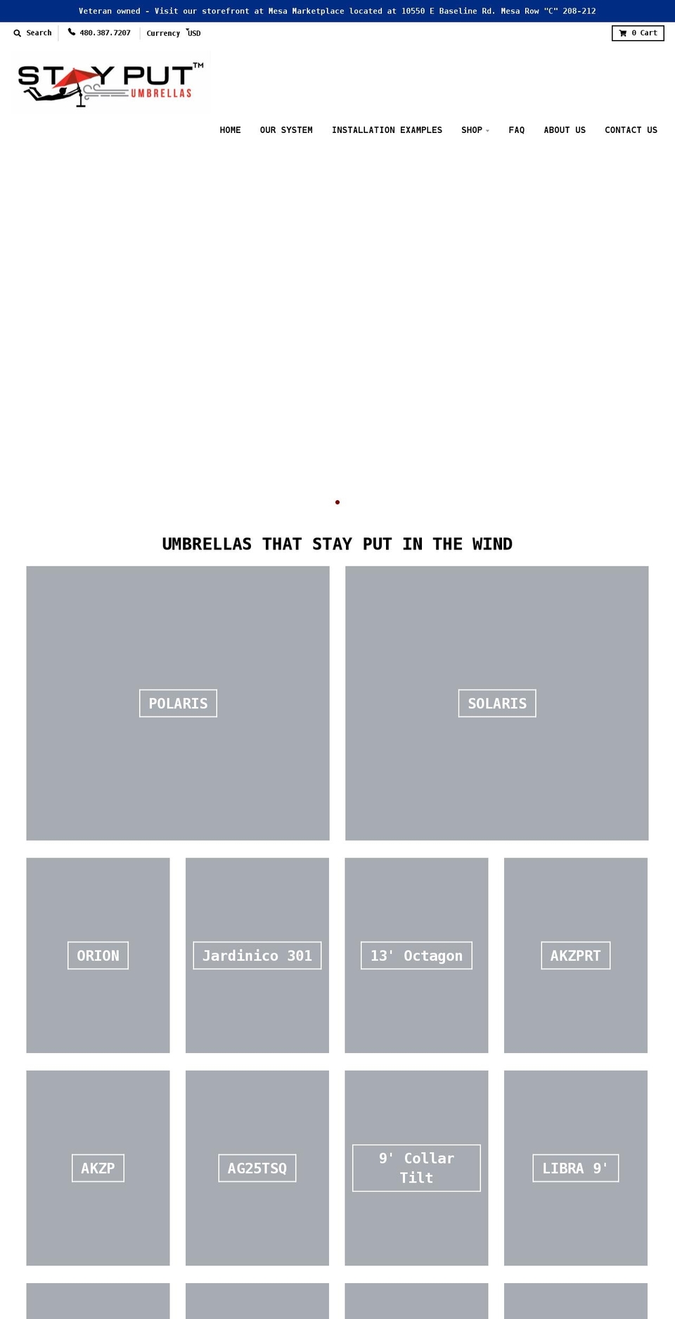 stayputumbrellas.com shopify website screenshot
