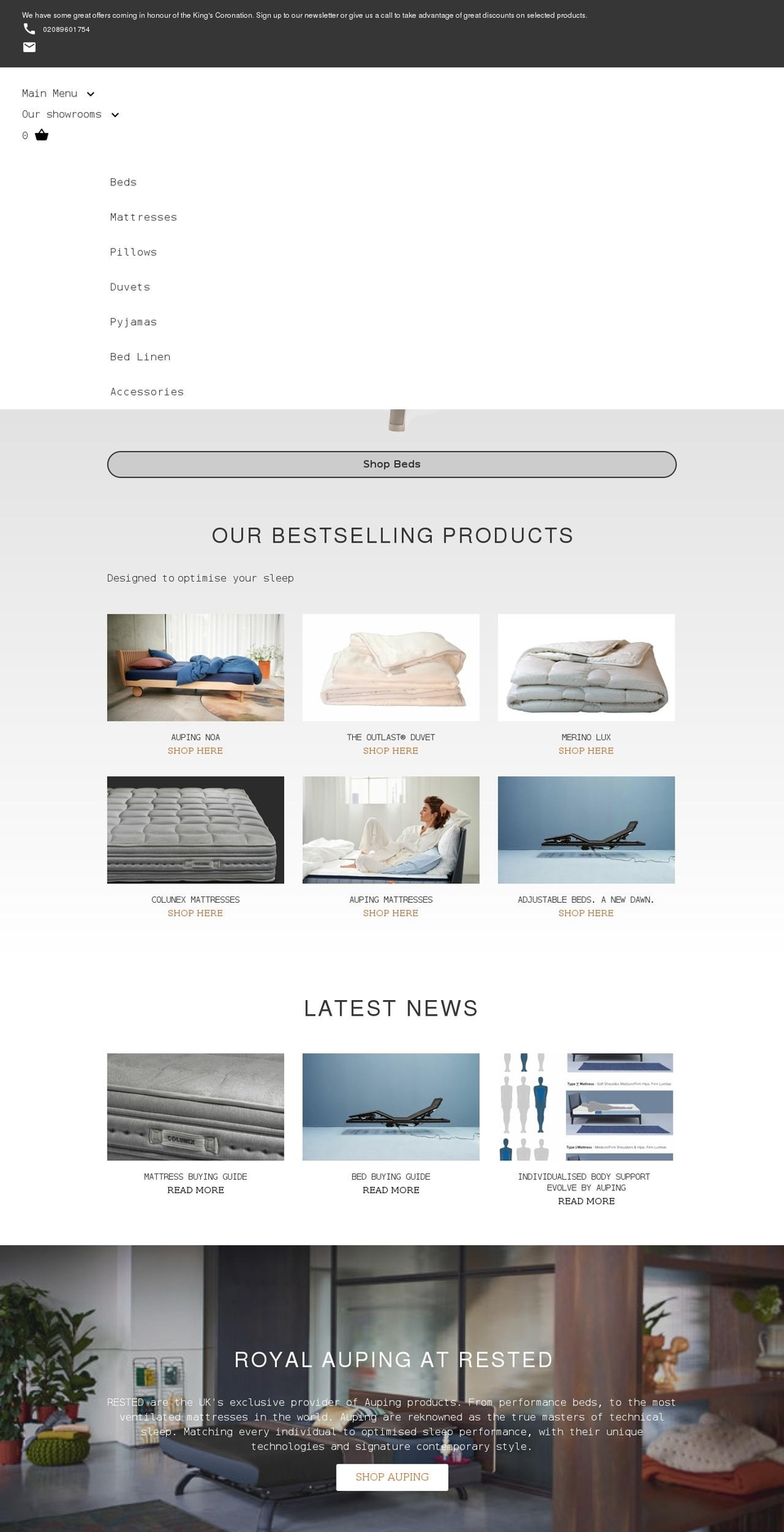 Rested 1.2.1 - Auping mailing page Shopify theme site example stayrested.uk