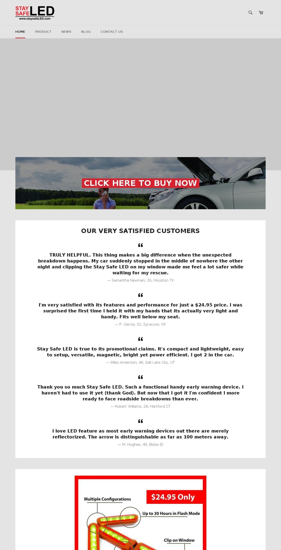 staysafeled.com shopify website screenshot